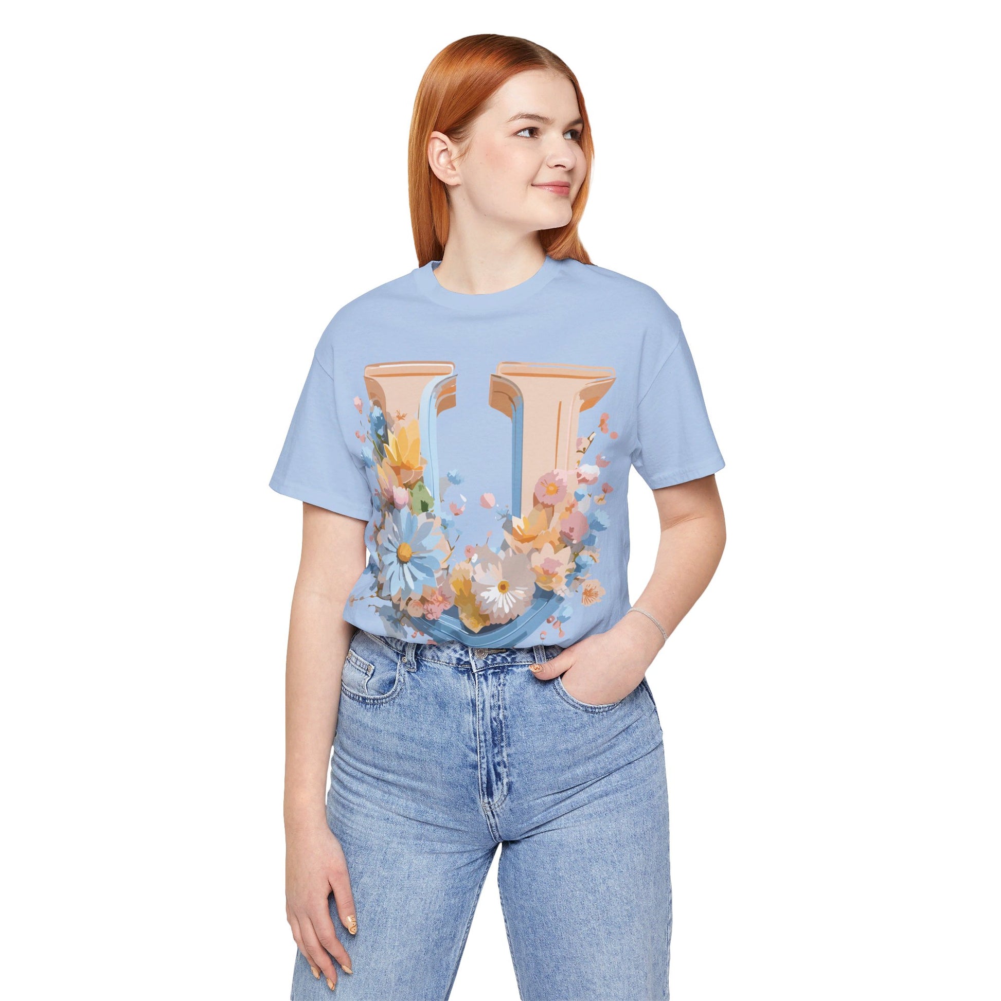 Natural Cotton Tee Shirt - Letters Collection - U Printify