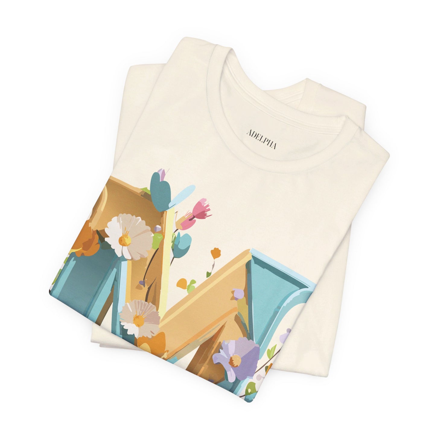 Natural Cotton Tee Shirt - Letters Collection - M Printify