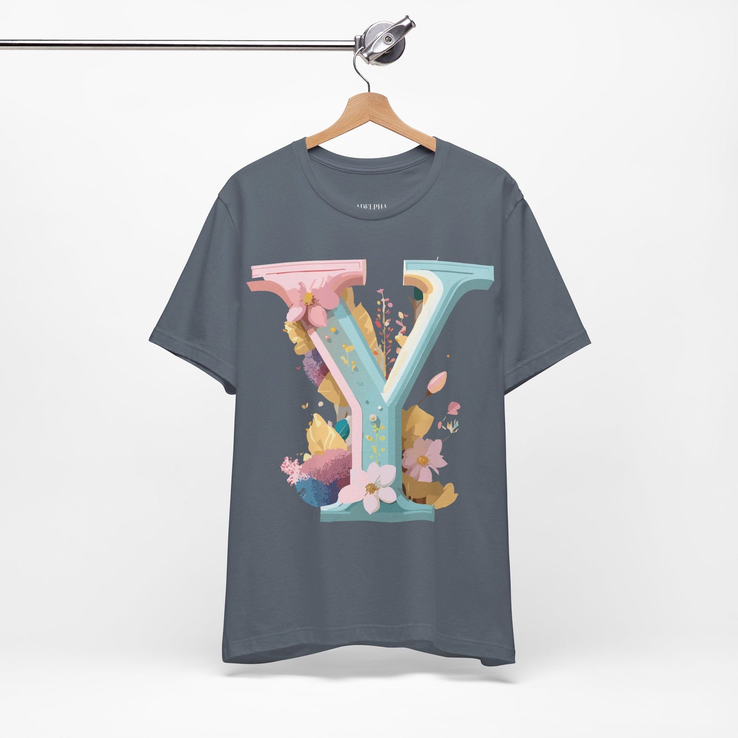 Natural Cotton Tee Shirt - Letters Collection - Y Printify