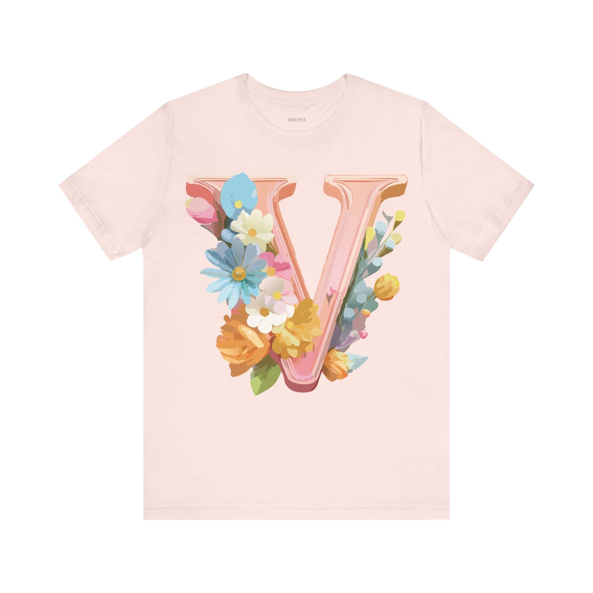 Natural Cotton Tee Shirt - Letters Collection - V Printify