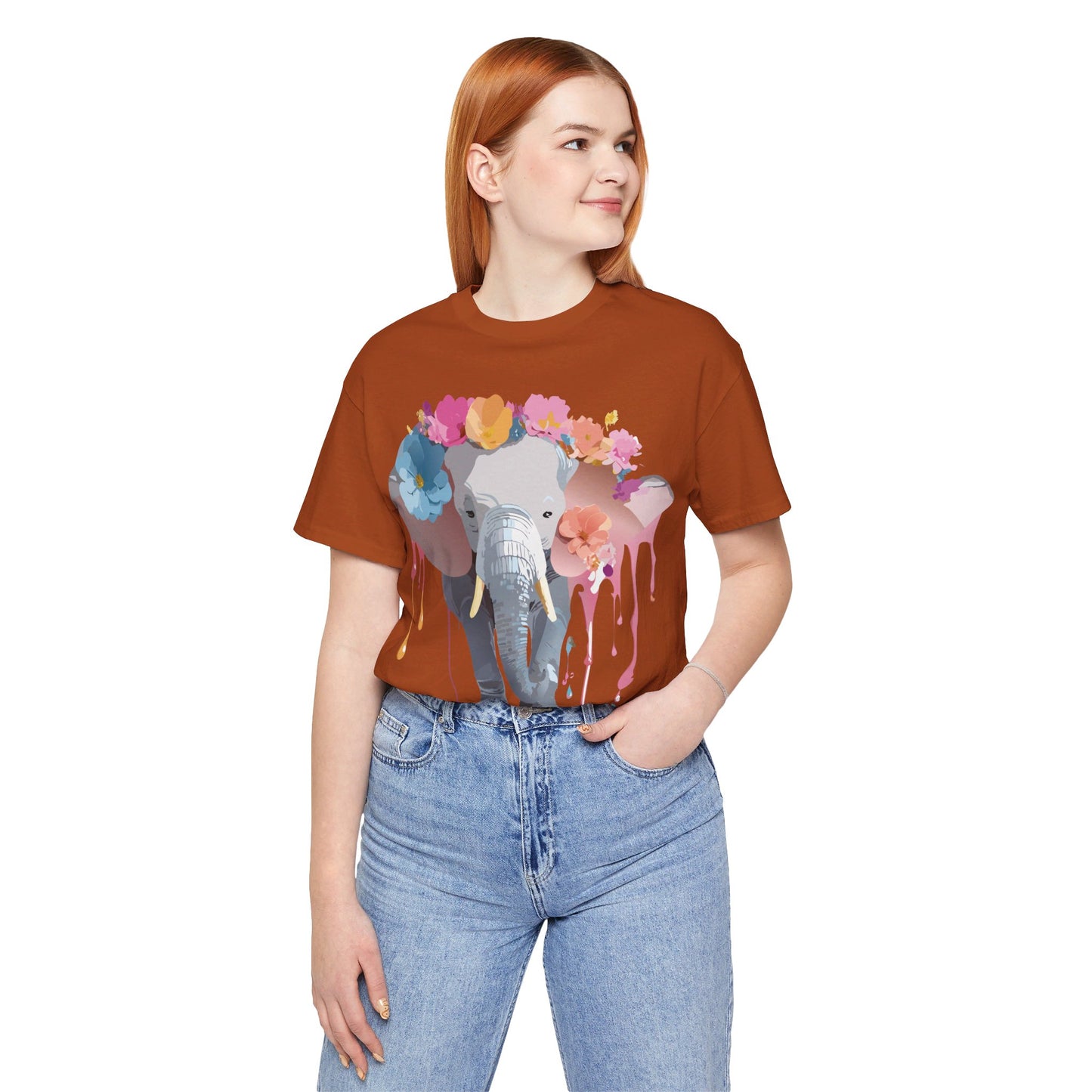 Natural Cotton Tee Shirt with Elephant Printify