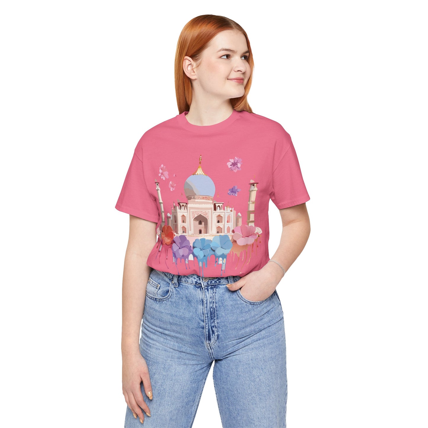 Natural Cotton Tee Shirt - Taj Mahal, India Printify