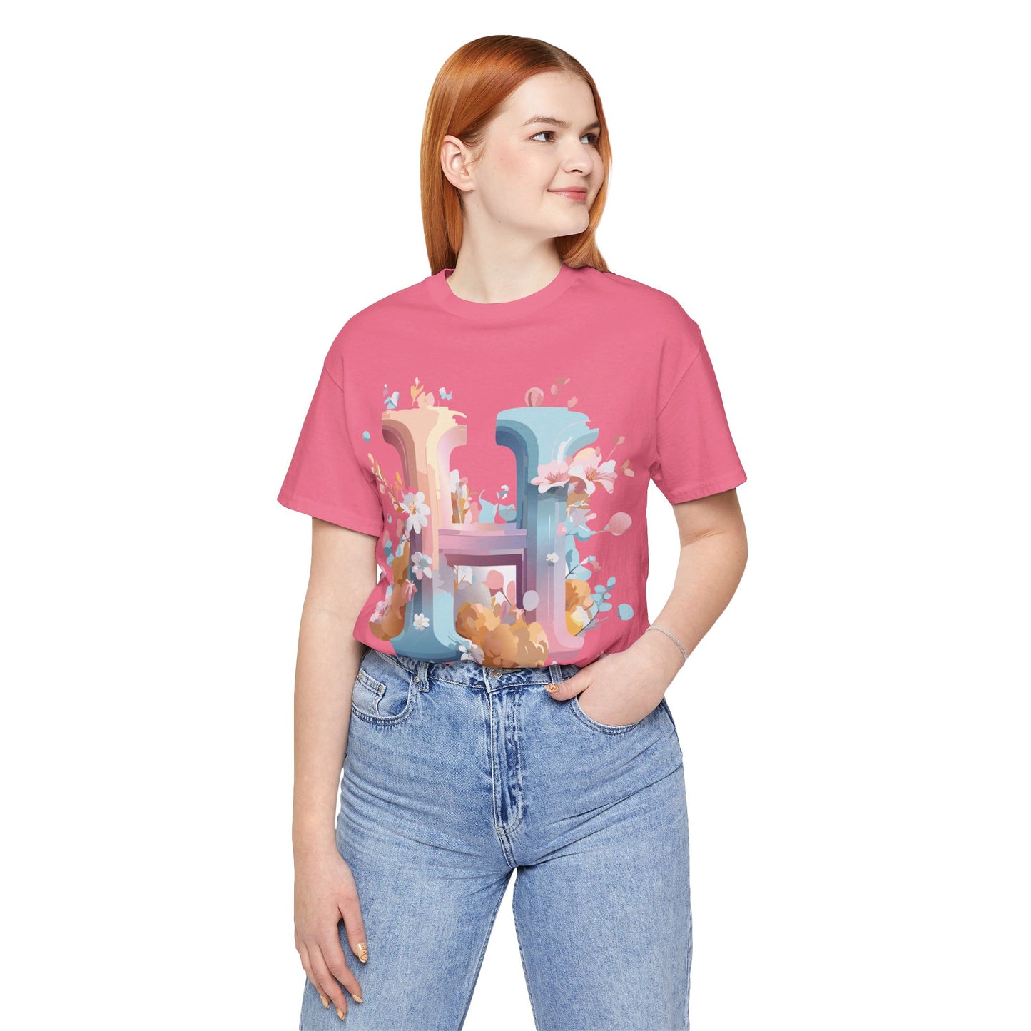 Natural Cotton Tee Shirt - Letters Collection - H Printify