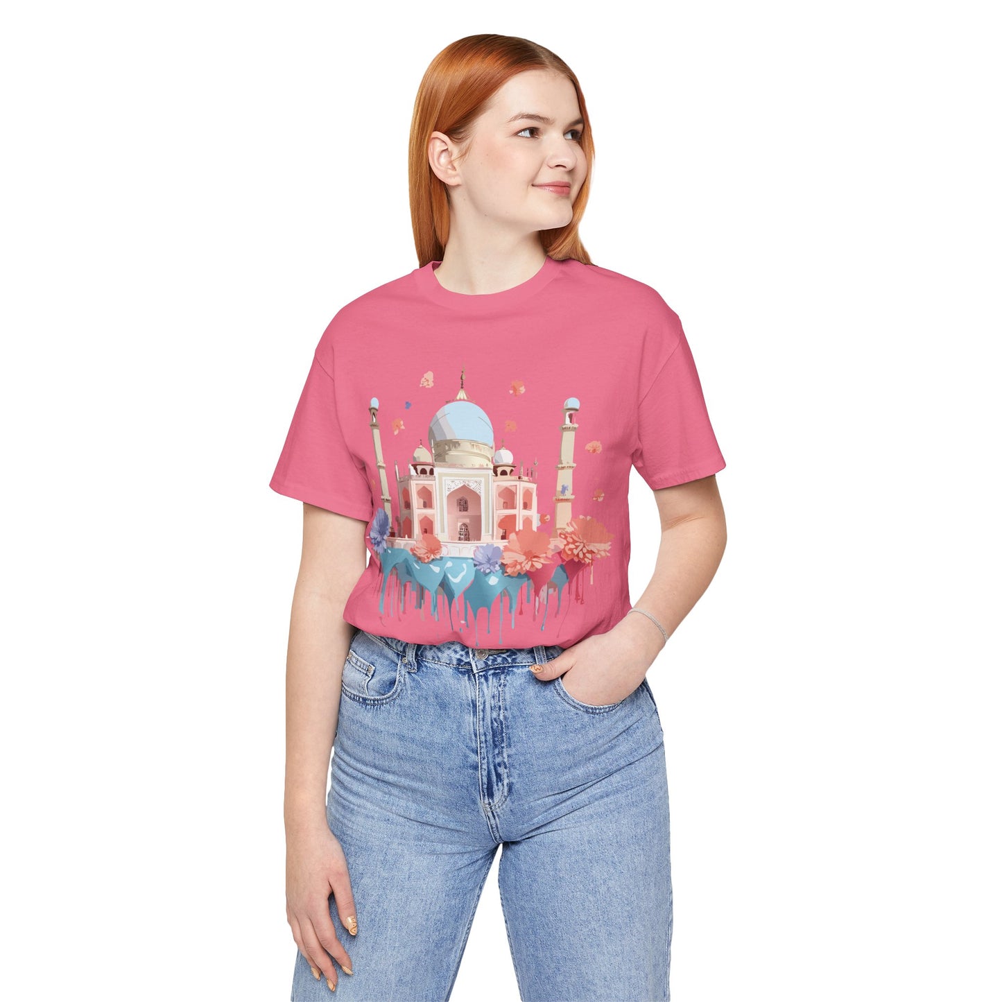 Natural Cotton Tee Shirt - Taj Mahal, India Printify