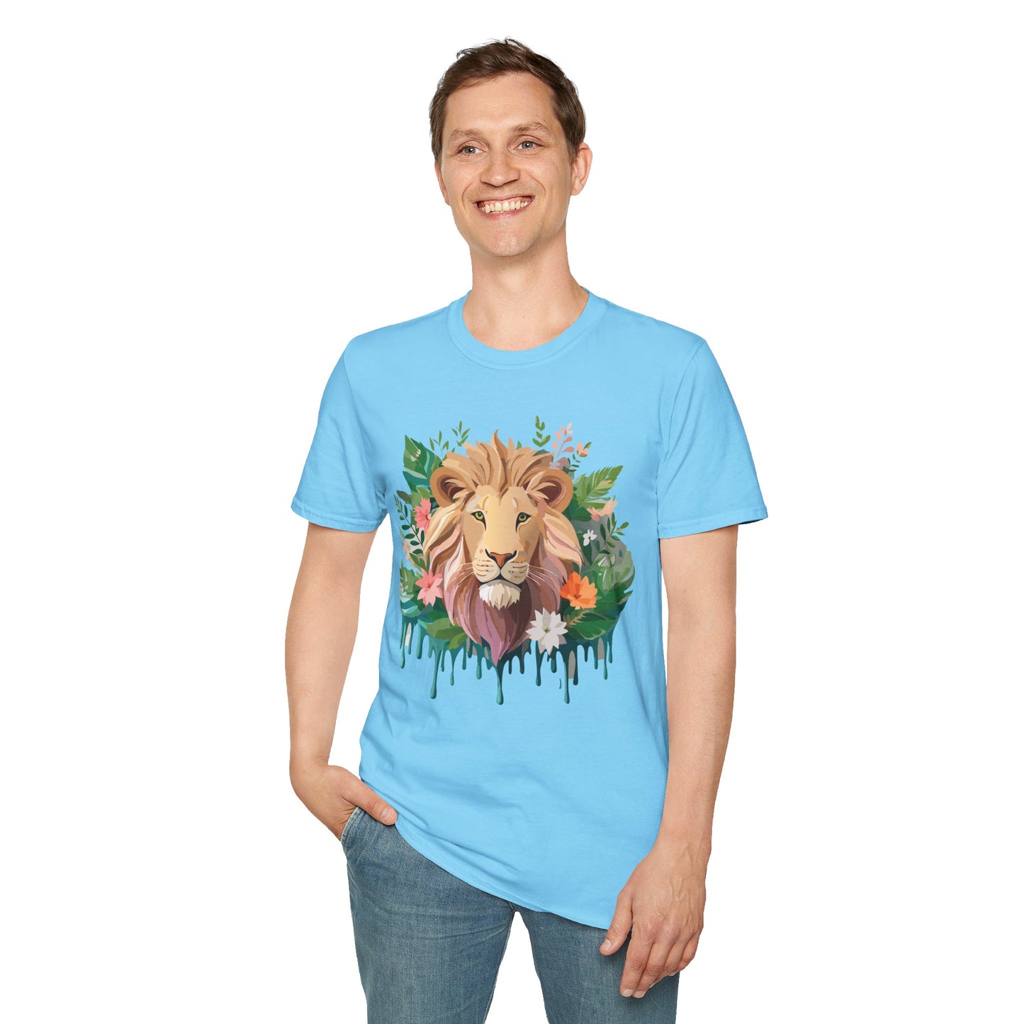 Lion Shirt, Shirt with Lion, Floral Lion Tee, Shirt with Animals