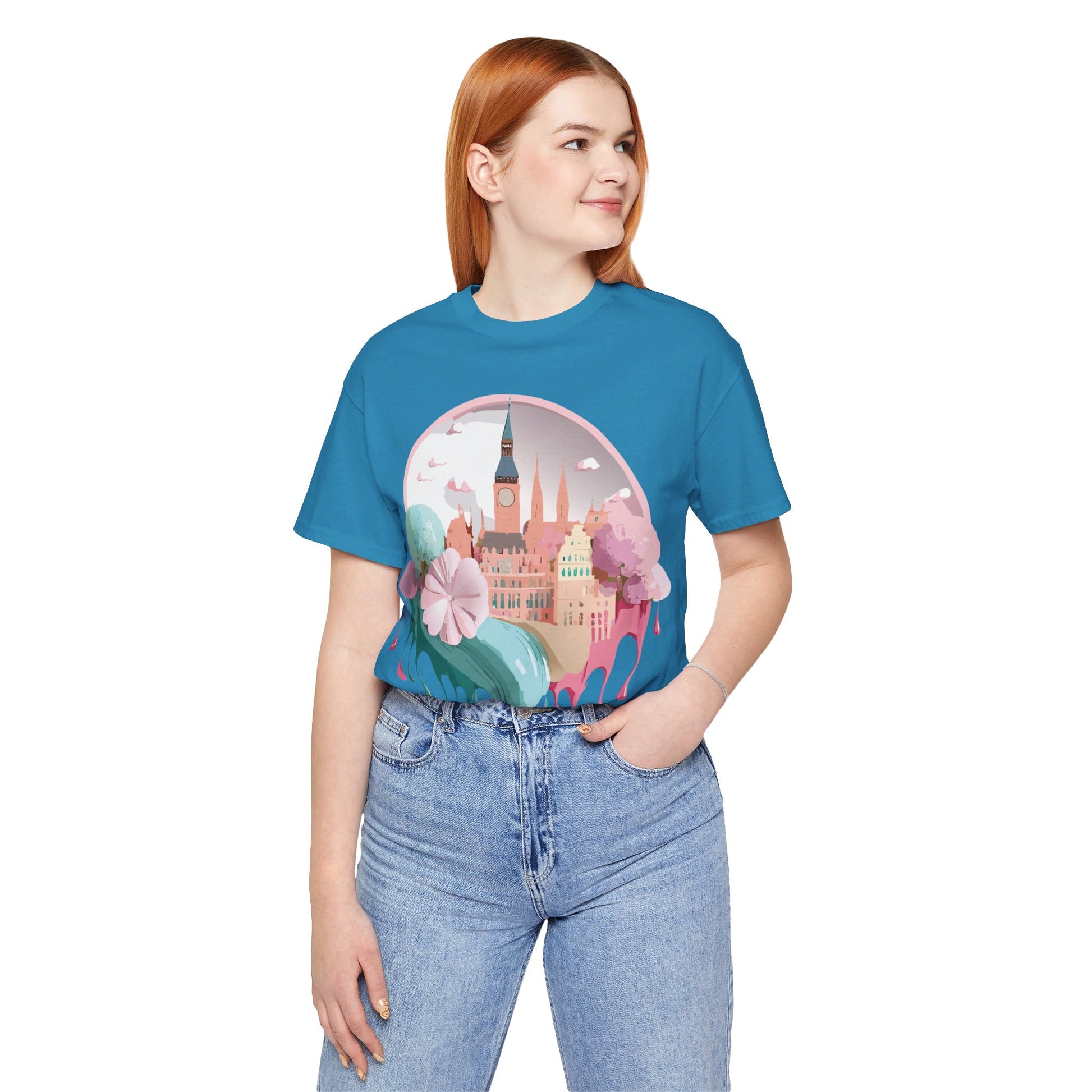 Natural Cotton Tee Shirt - Beautiful Places Collection - Prague Printify