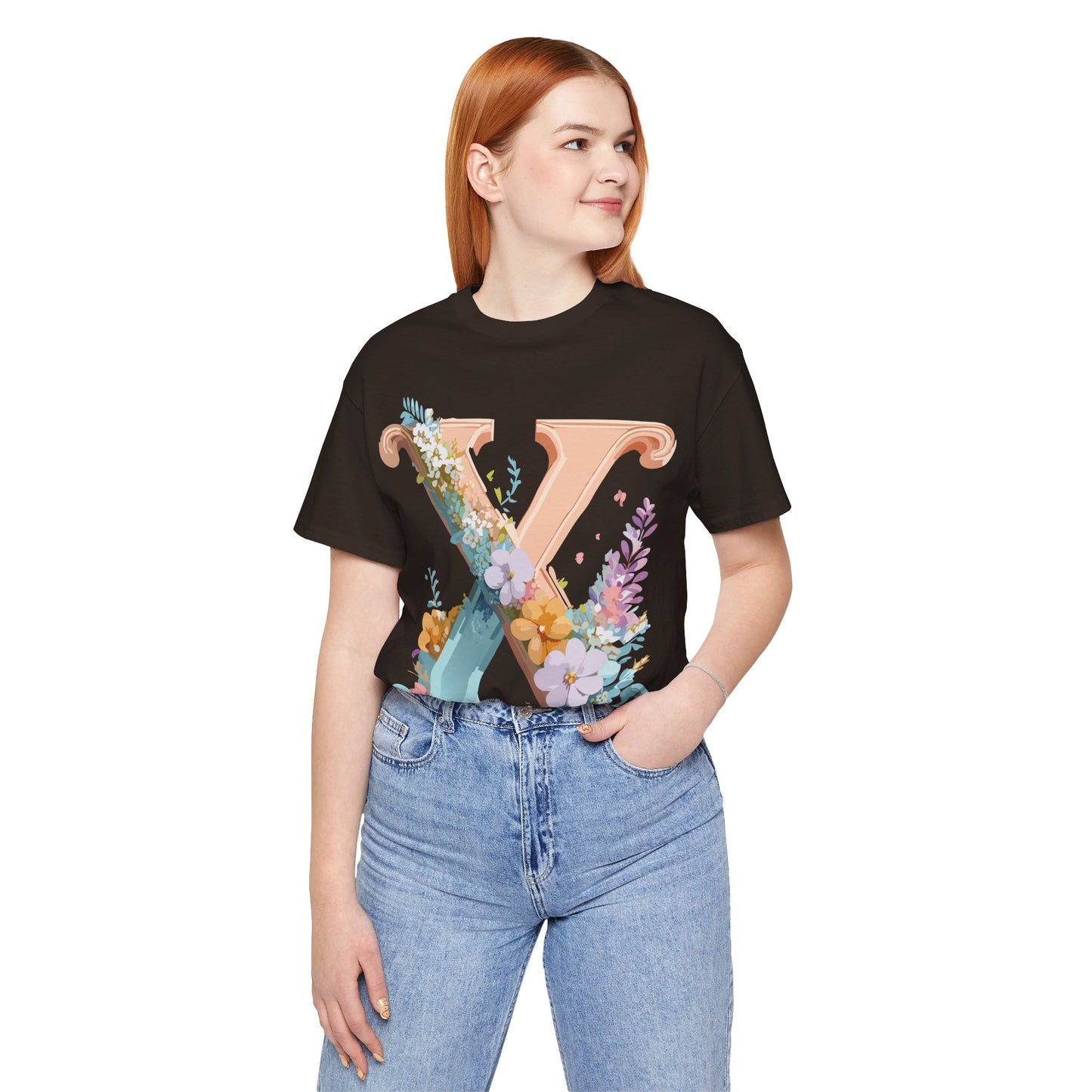 Natural Cotton Tee Shirt - Letters Collection - X Printify