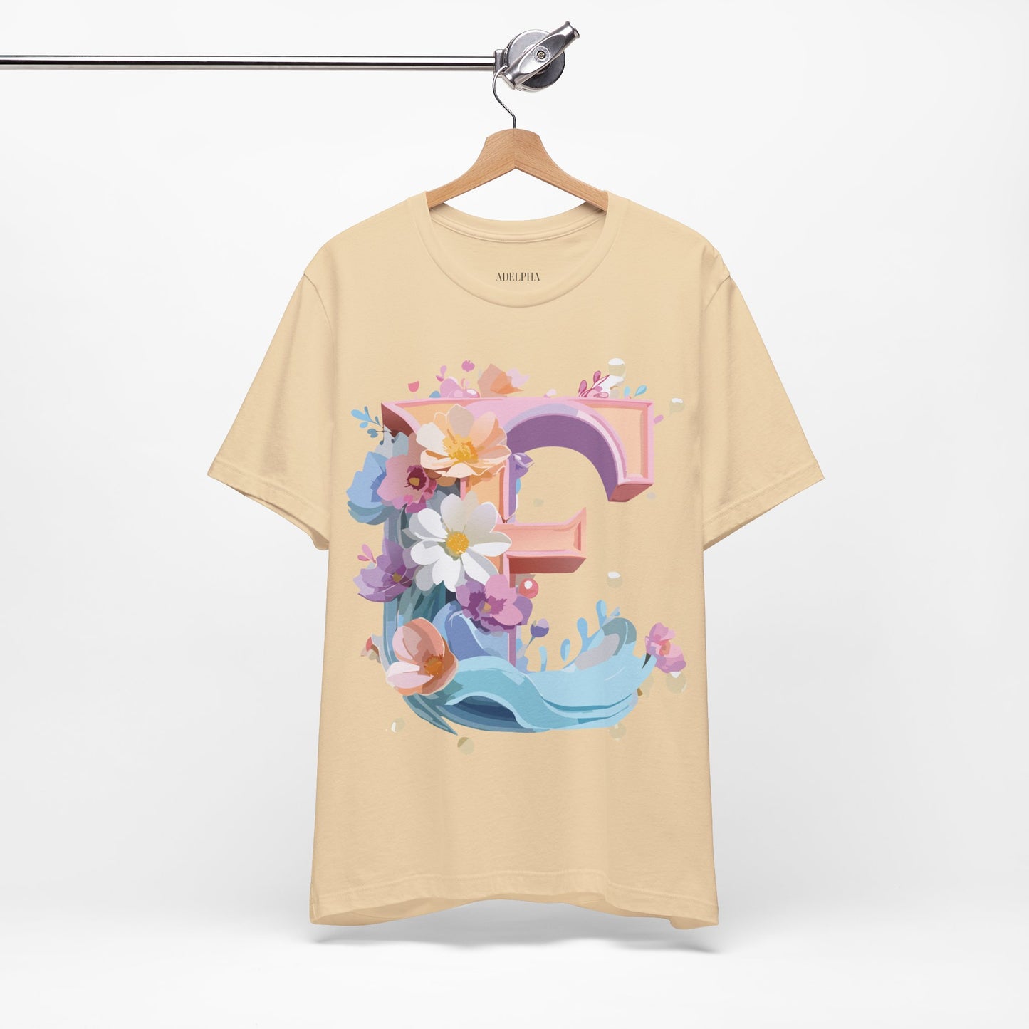 Natural Cotton Tee Shirt - Letters Collection - E Printify