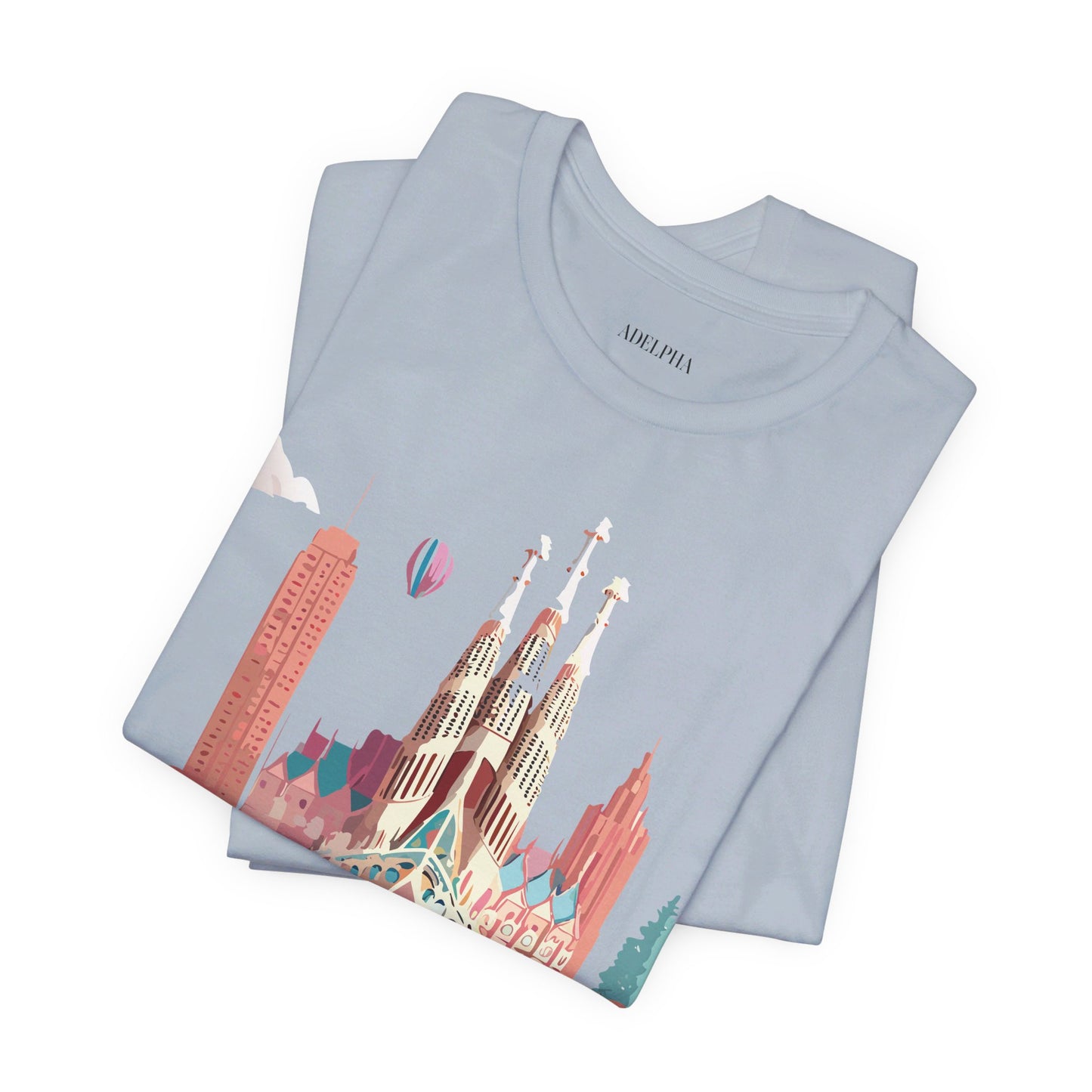 Natural Cotton Tee Shirt - Beautiful Places Collection - Barcelona Printify