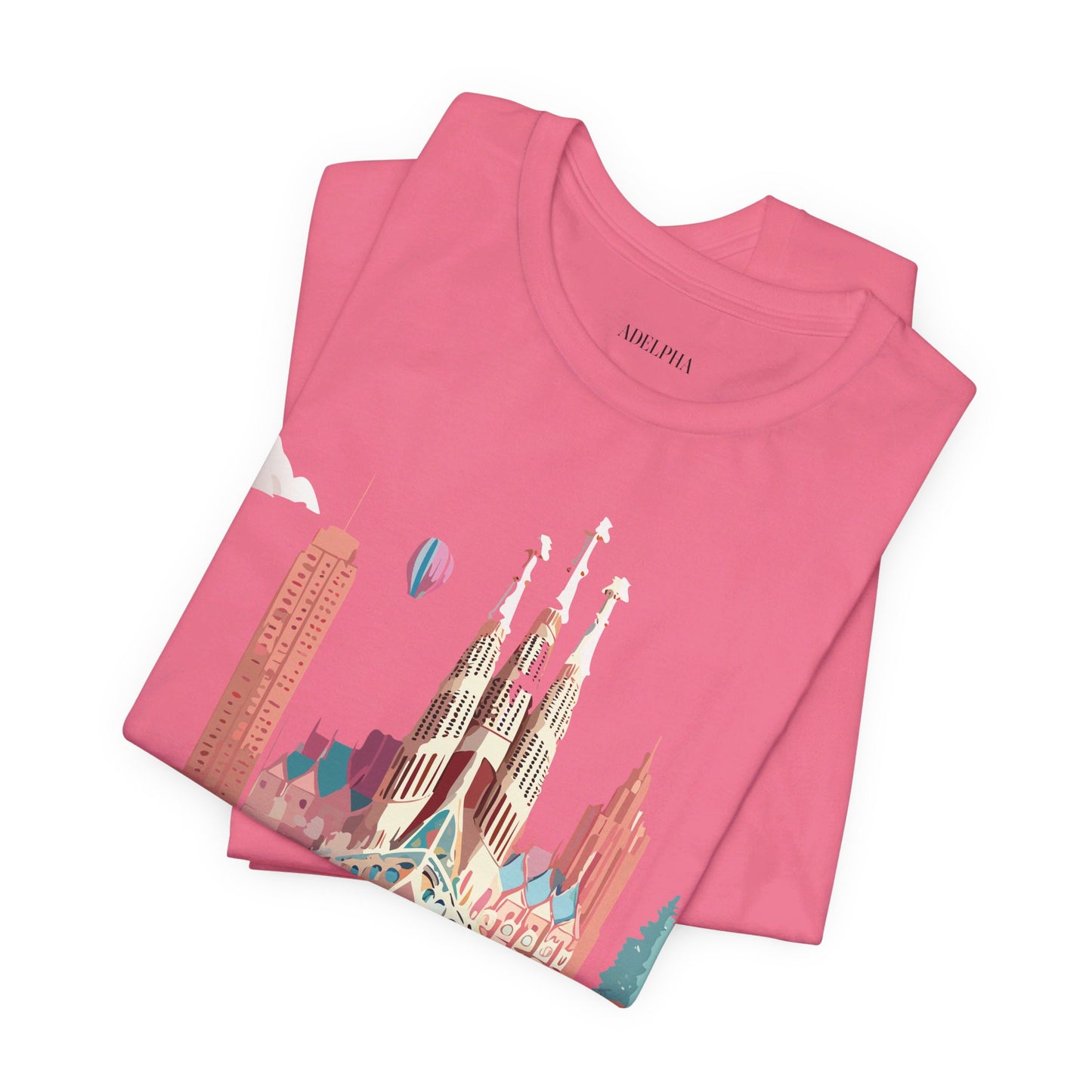 Natural Cotton Tee Shirt - Beautiful Places Collection - Barcelona Printify