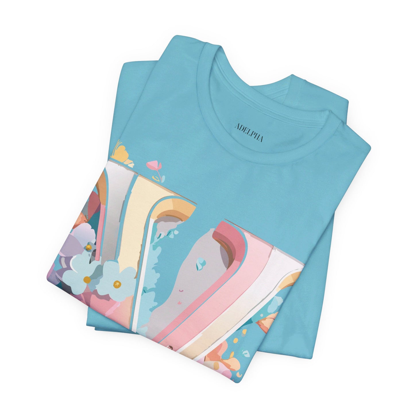 Natural Cotton Tee Shirt - Letters Collection - V Printify