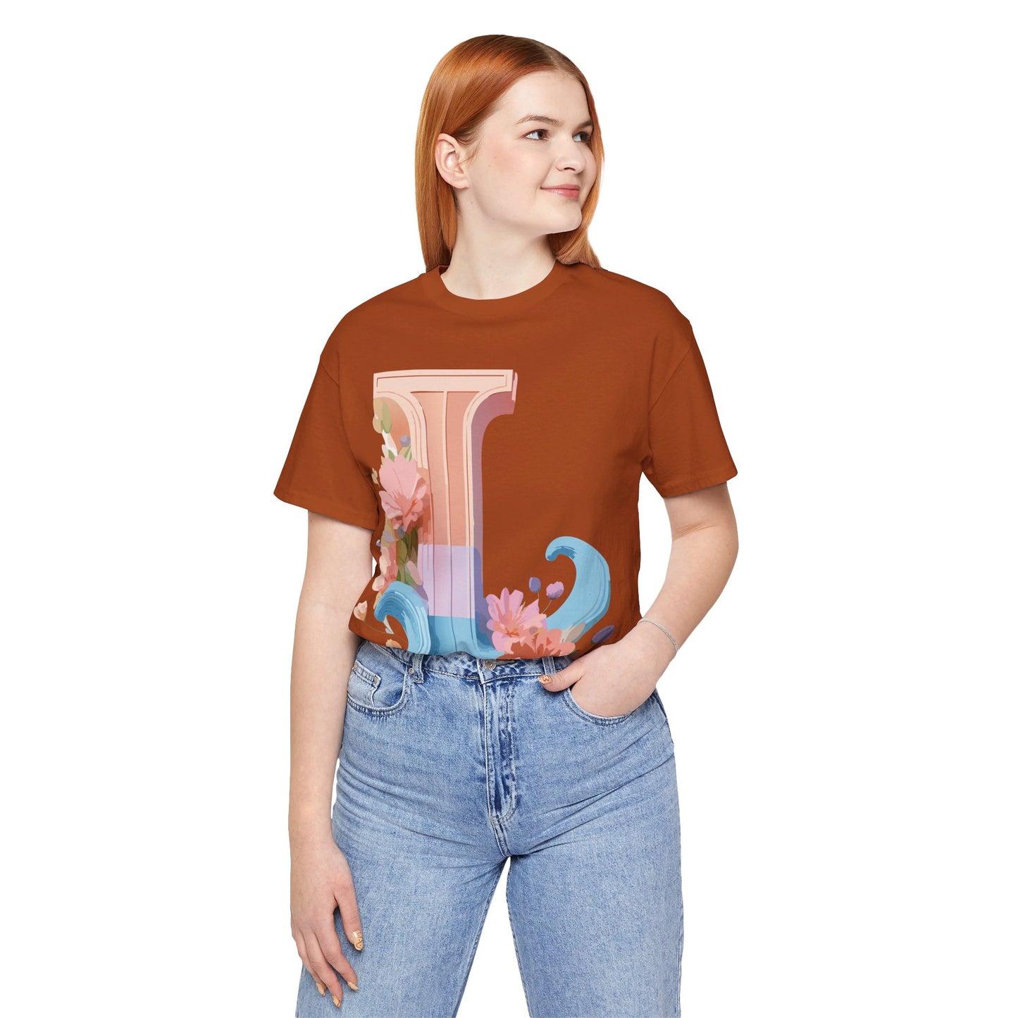 Natural Cotton Tee Shirt - Letters Collection - L Printify