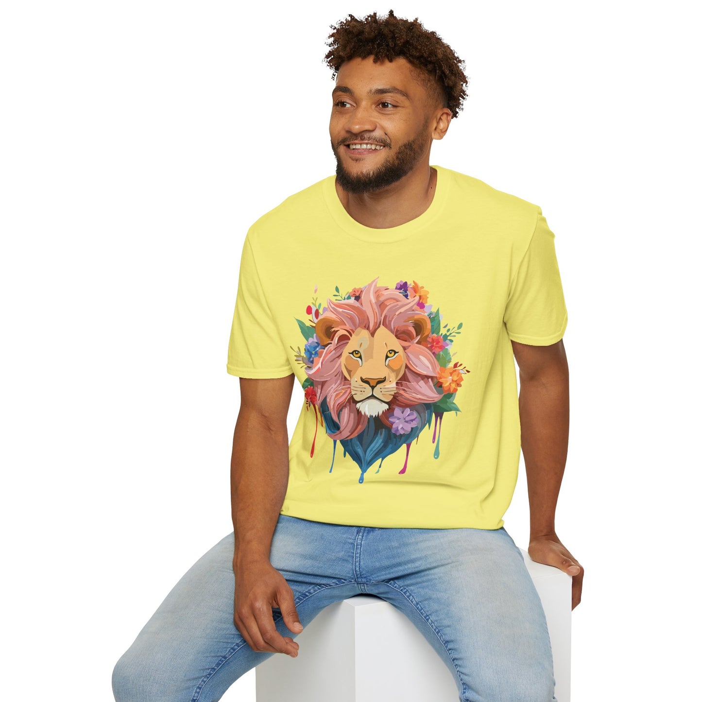 Lion Shirt, Shirt with Lion, Floral Lion Tee, Shirt with Animals