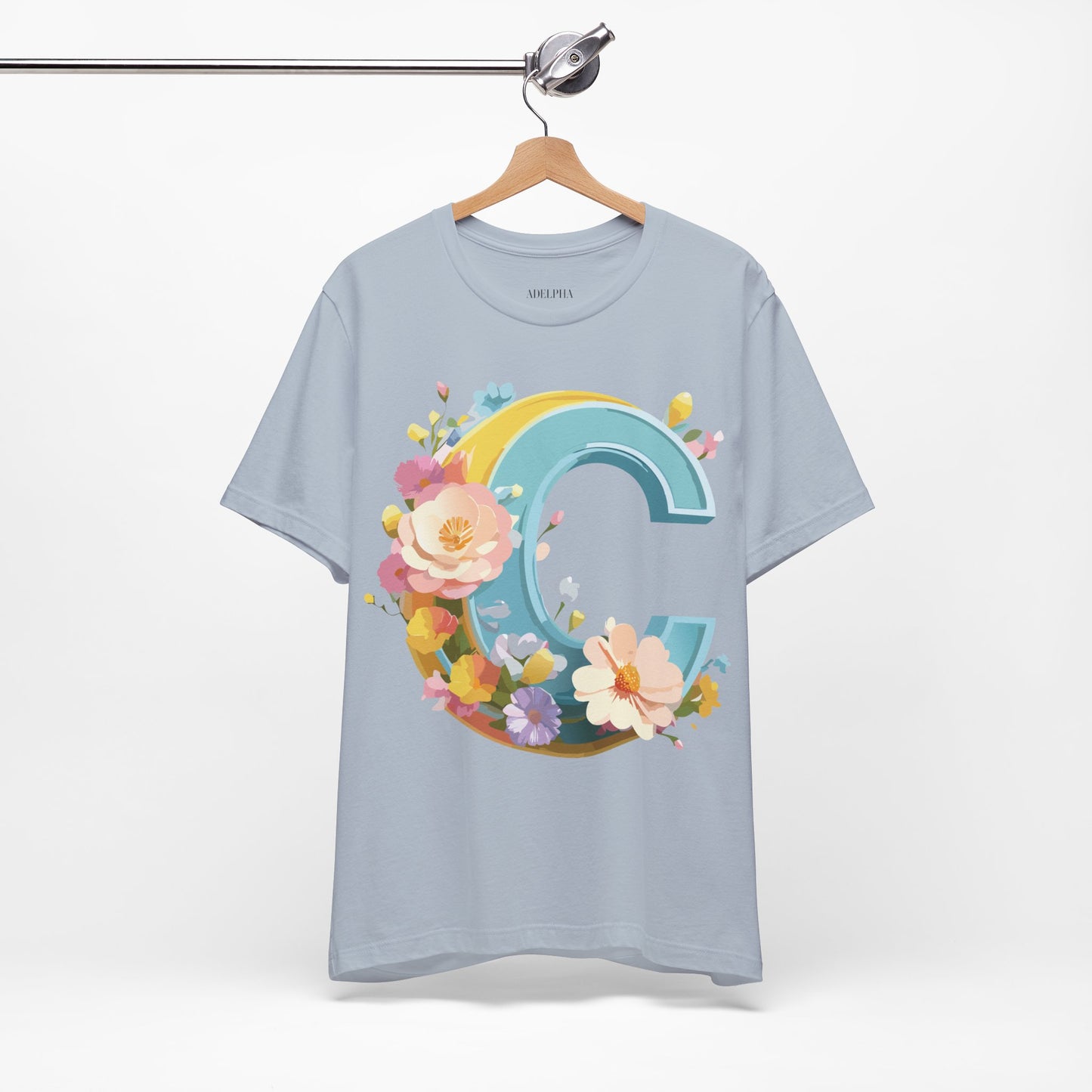 Natural Cotton Tee Shirt - Letters Collection - C Printify