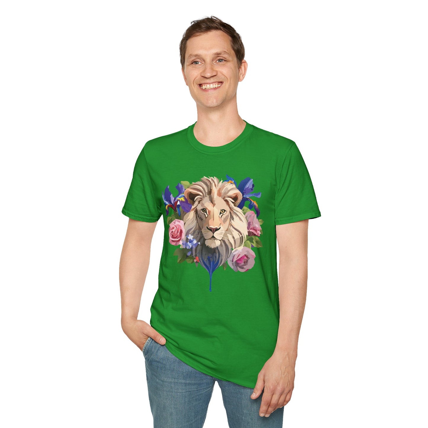 Lion Shirt, Shirt with Lion, Floral Lion Tee, Shirt with Animals