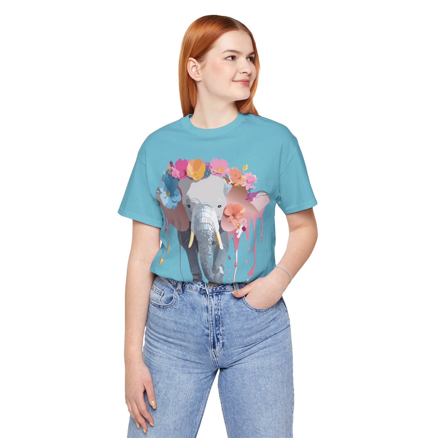 Natural Cotton Tee Shirt with Elephant Printify