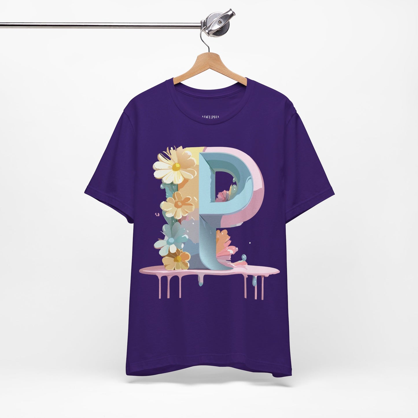 Natural Cotton Tee Shirt - Letters Collection - P Printify