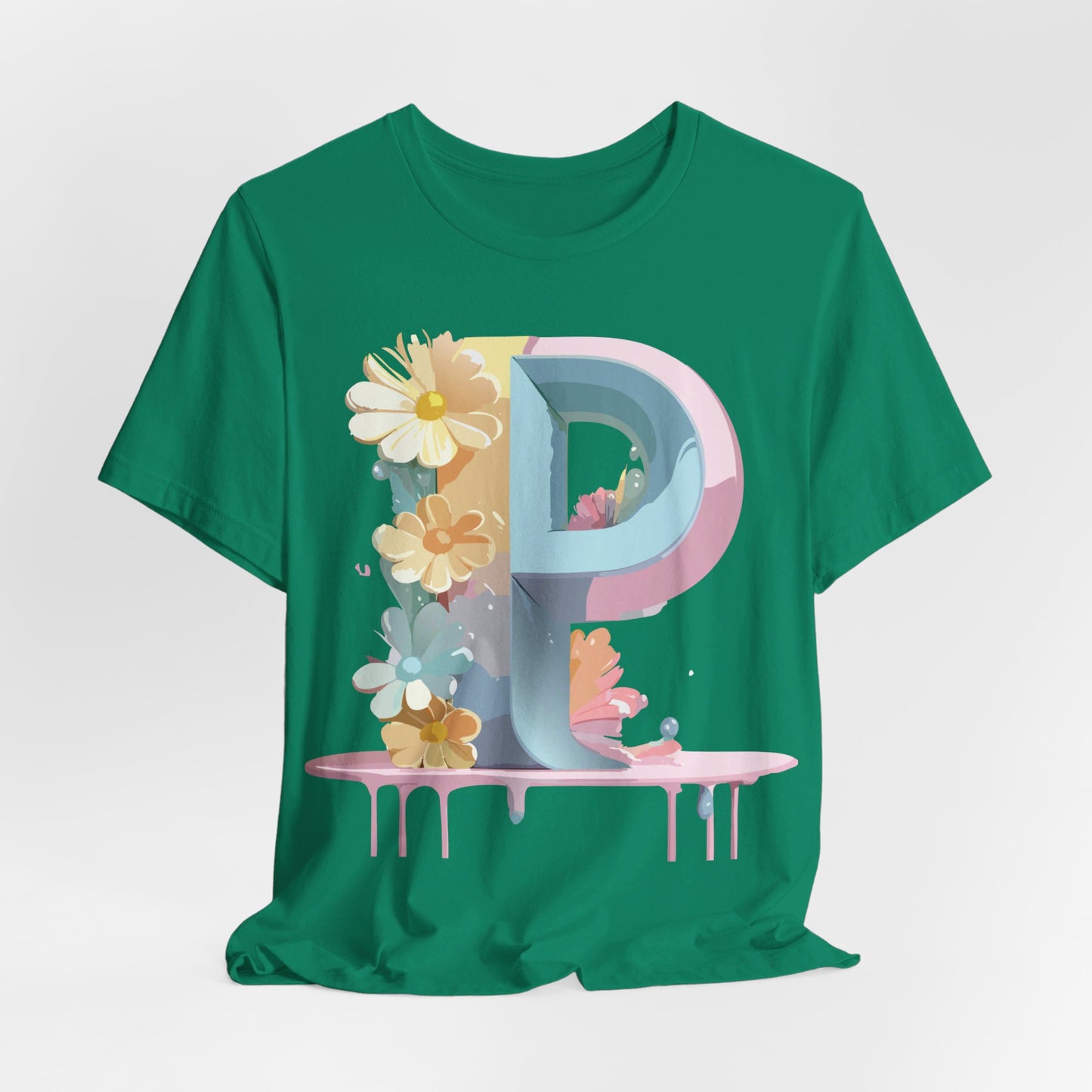 Natural Cotton Tee Shirt - Letters Collection - P Printify