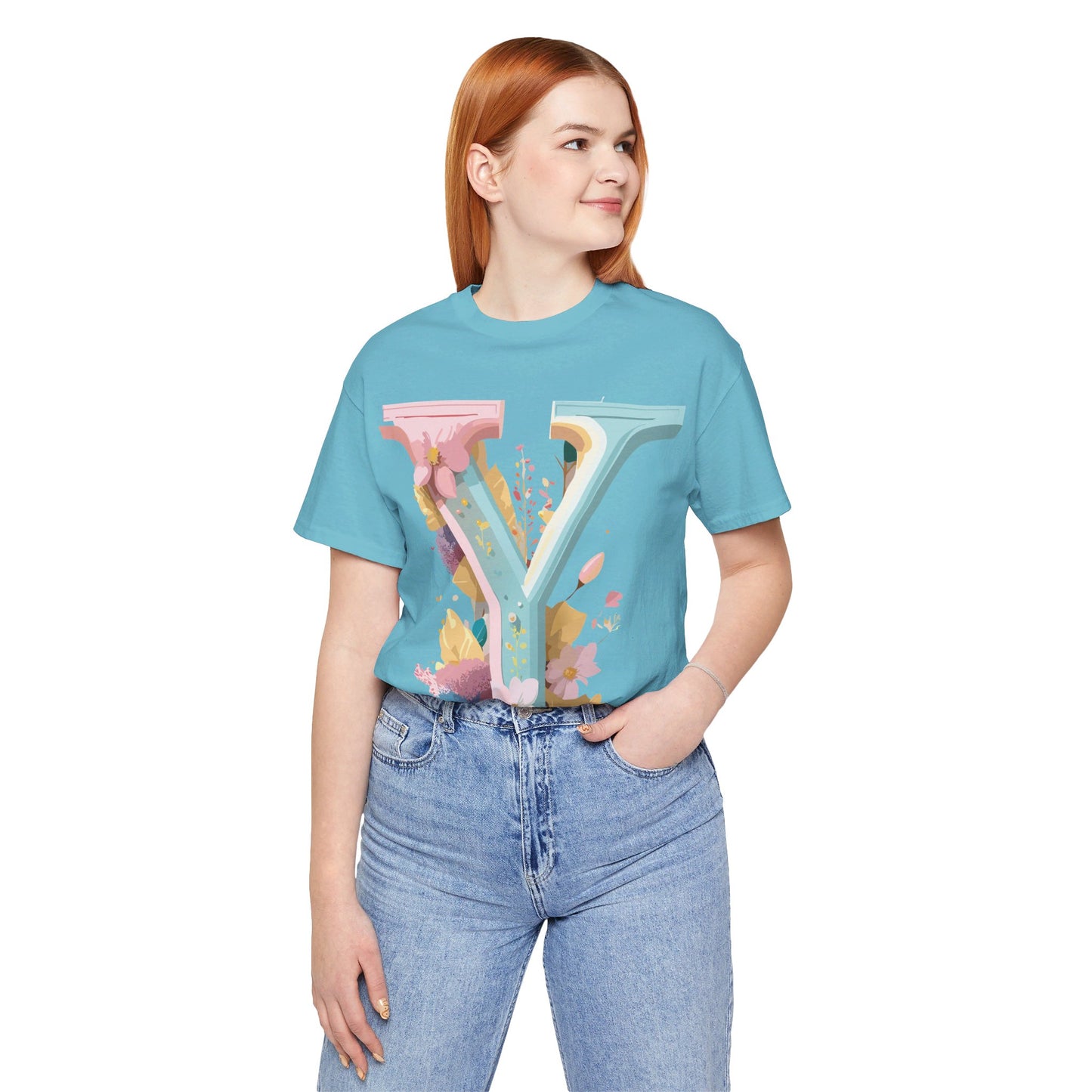 Natural Cotton Tee Shirt - Letters Collection - Y Printify