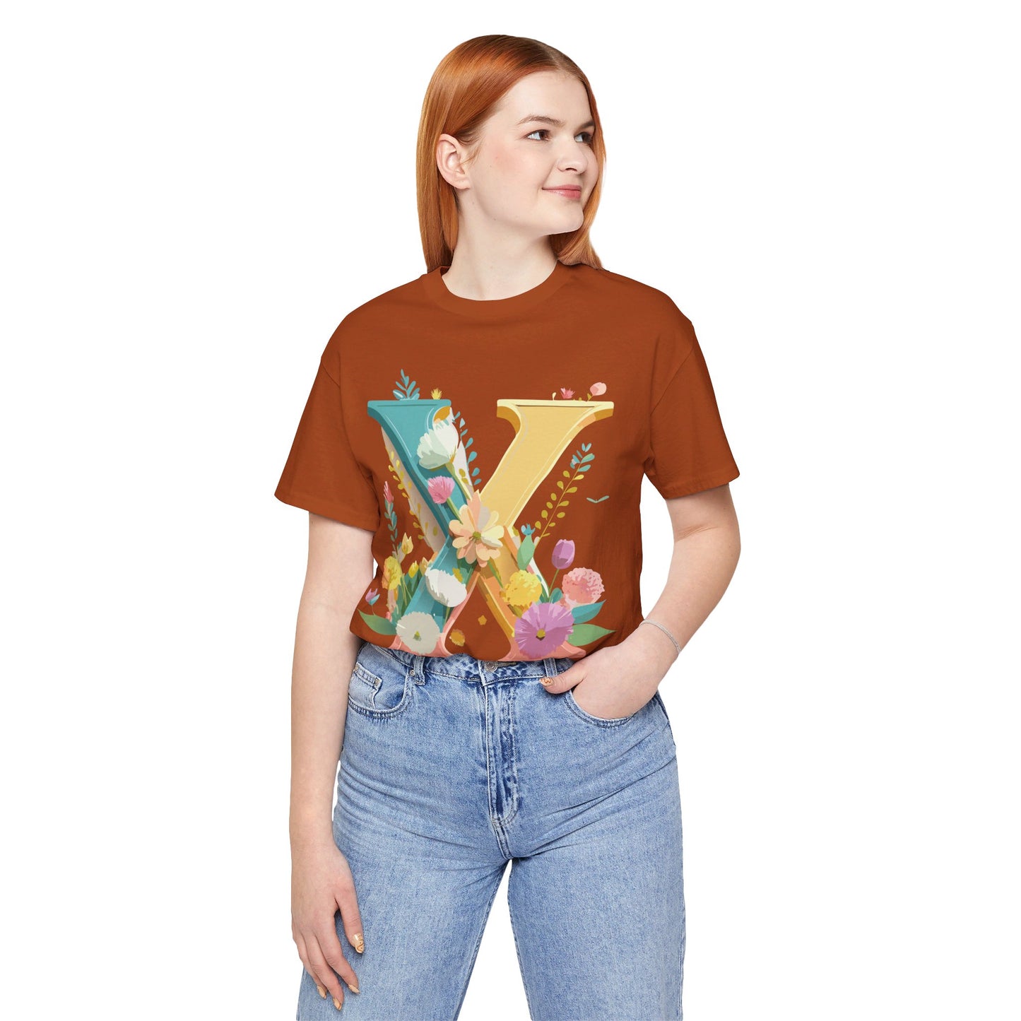 Natural Cotton Tee Shirt - Letters Collection - X Printify