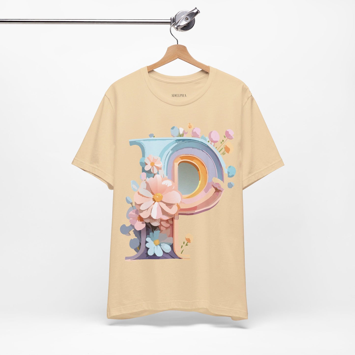 Natural Cotton Tee Shirt - Letters Collection - P Printify