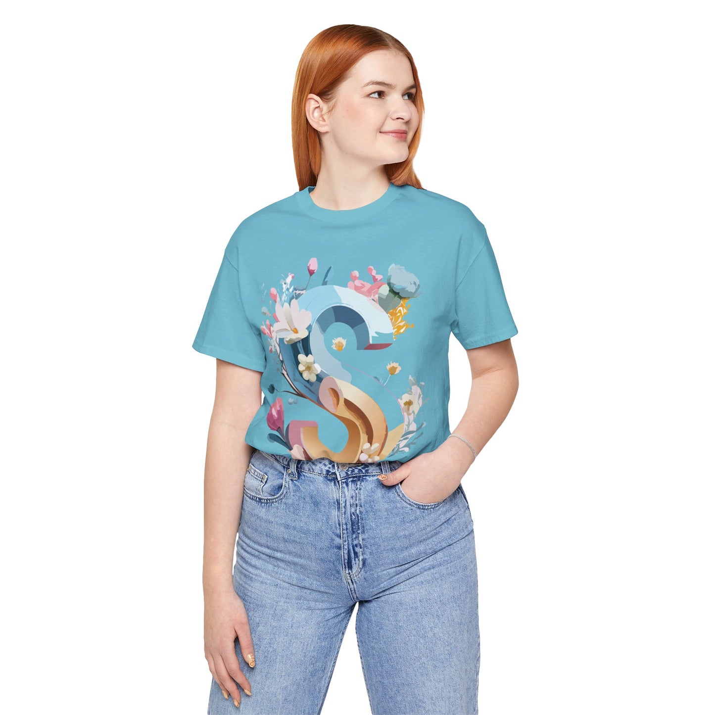 Natural Cotton Tee Shirt - Letters Collection - S Printify