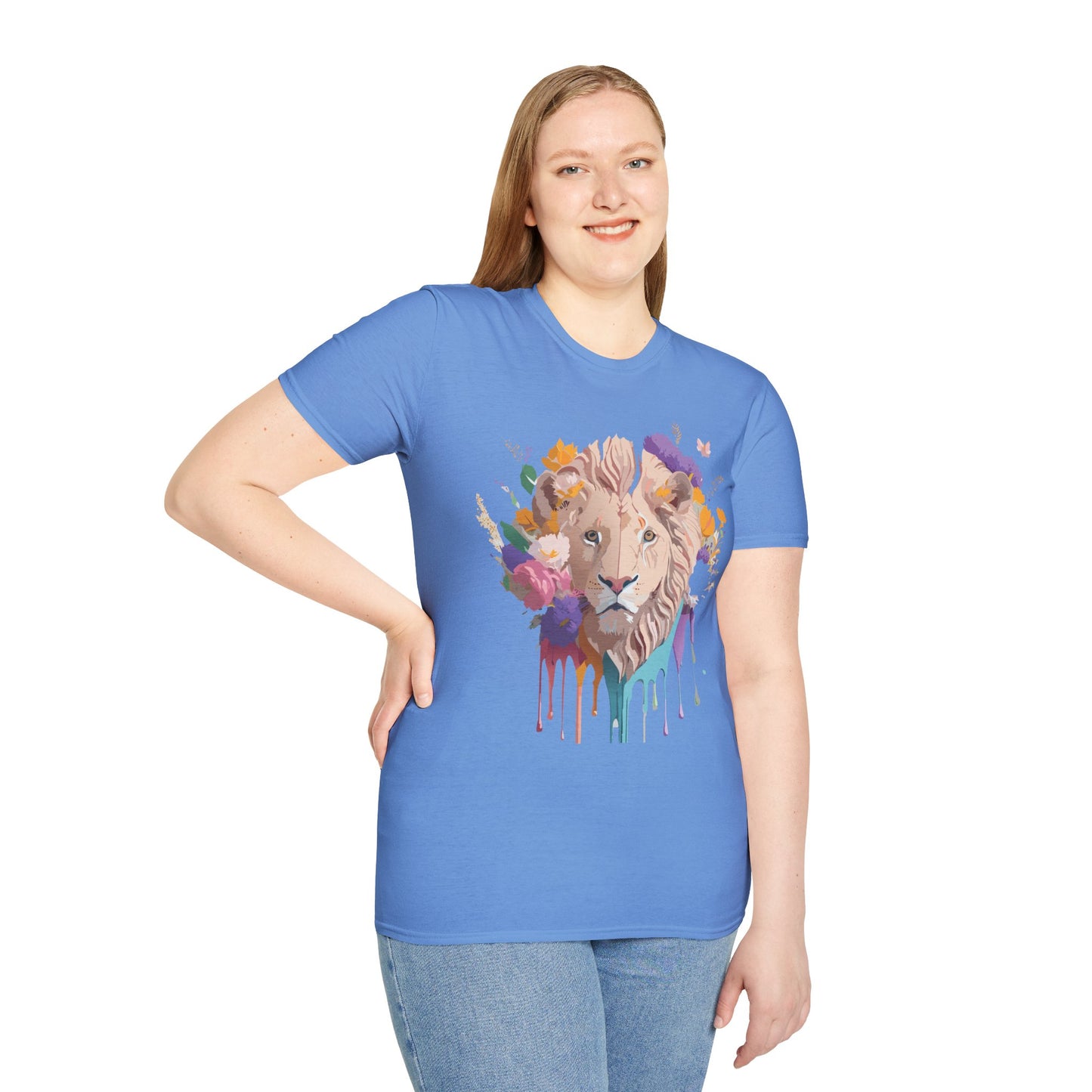Lion Shirt, Shirt with Lion, Floral Lion Tee, Shirt with Animals