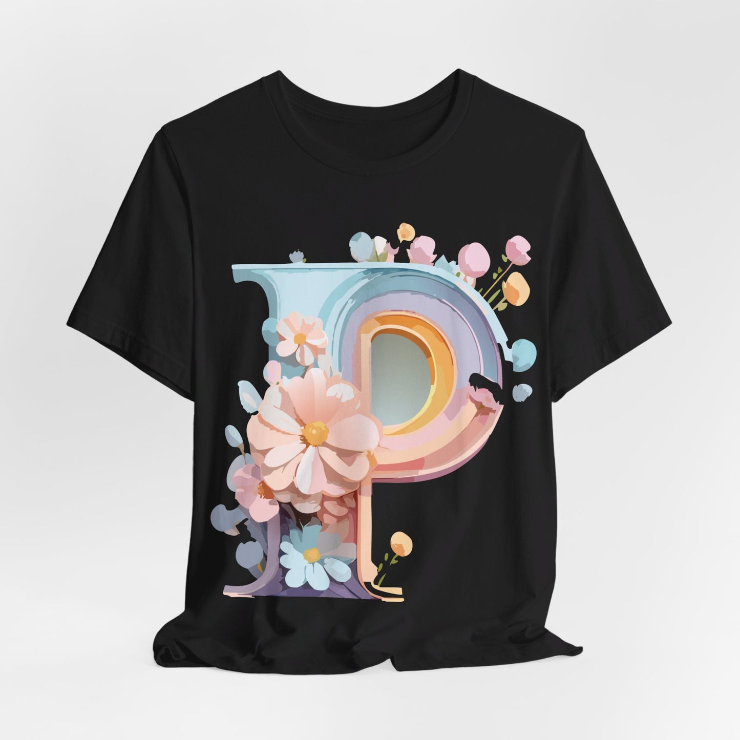 Natural Cotton Tee Shirt - Letters Collection - P Printify