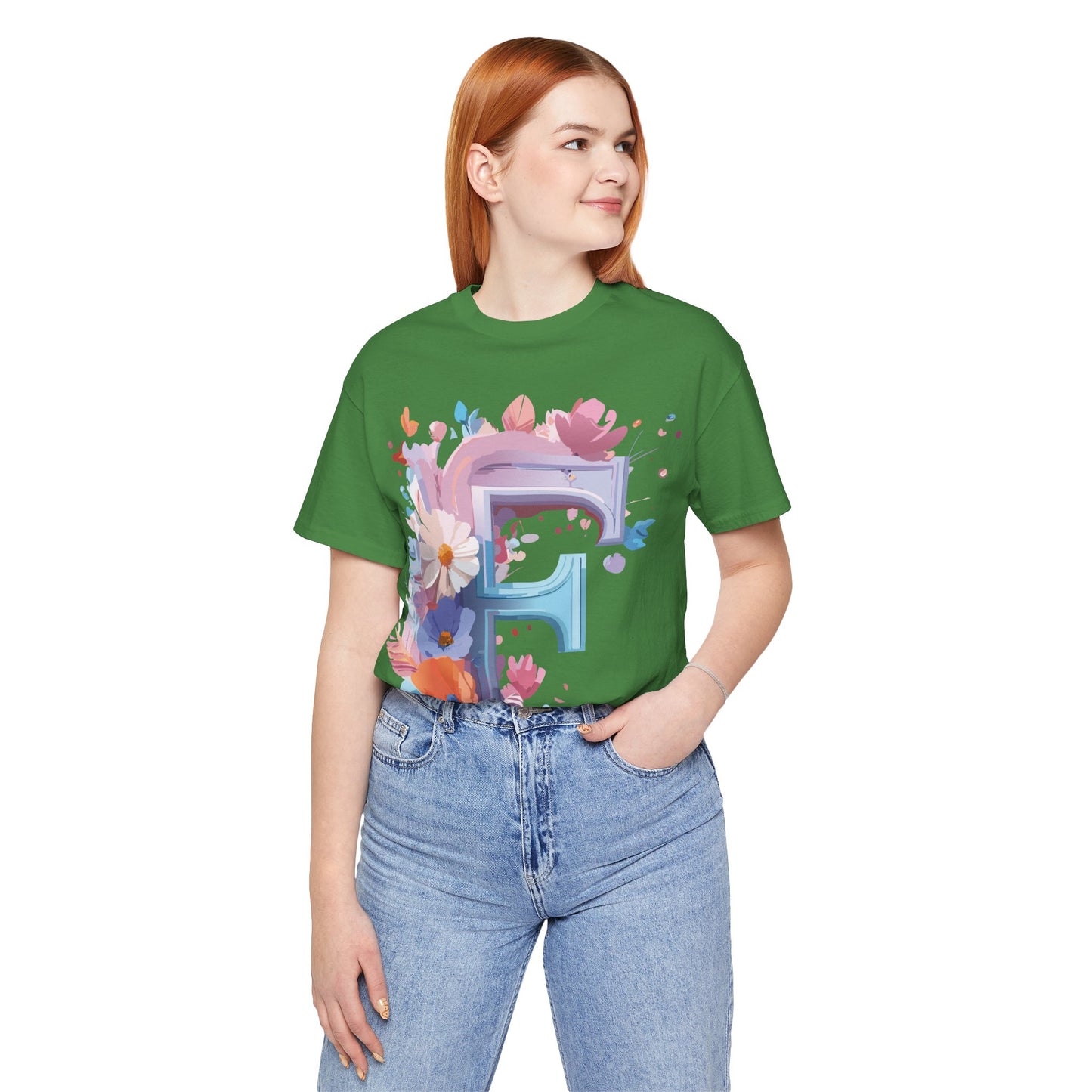 Natural Cotton Tee Shirt - Letters Collection - F Printify