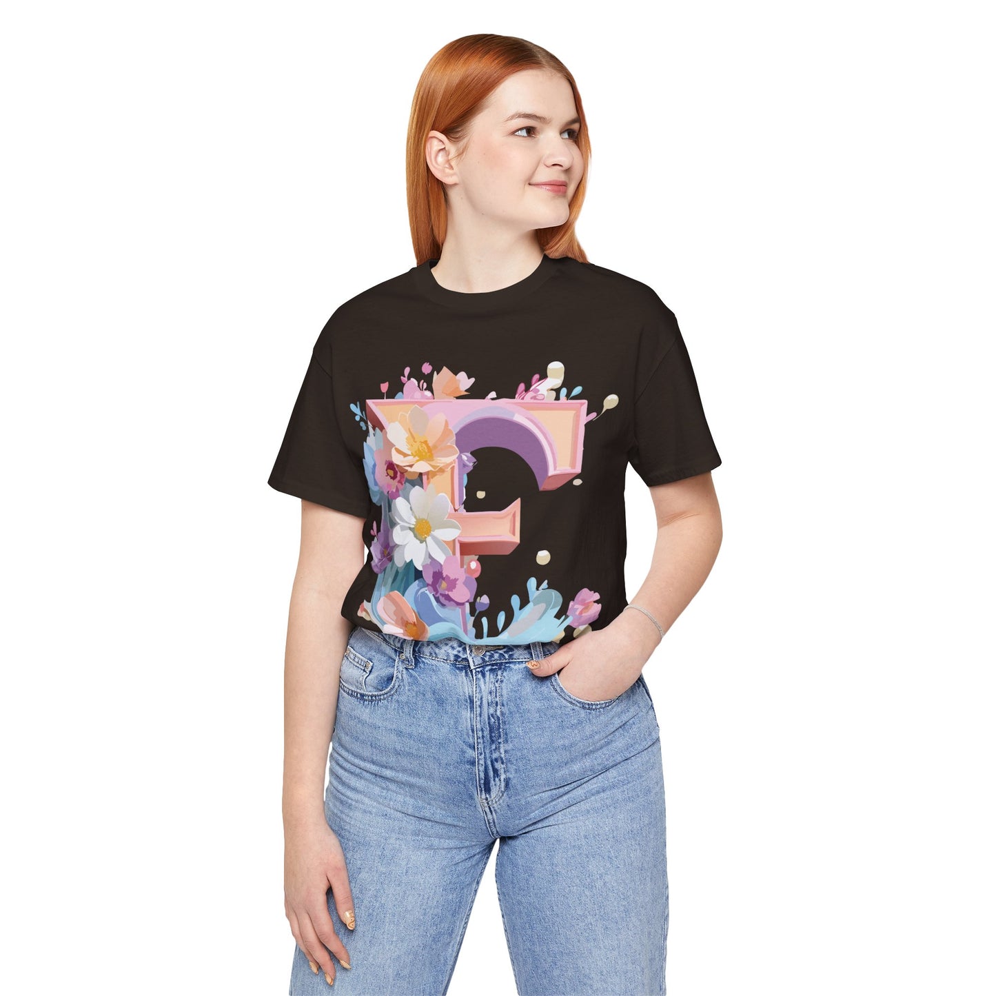Natural Cotton Tee Shirt - Letters Collection - E Printify