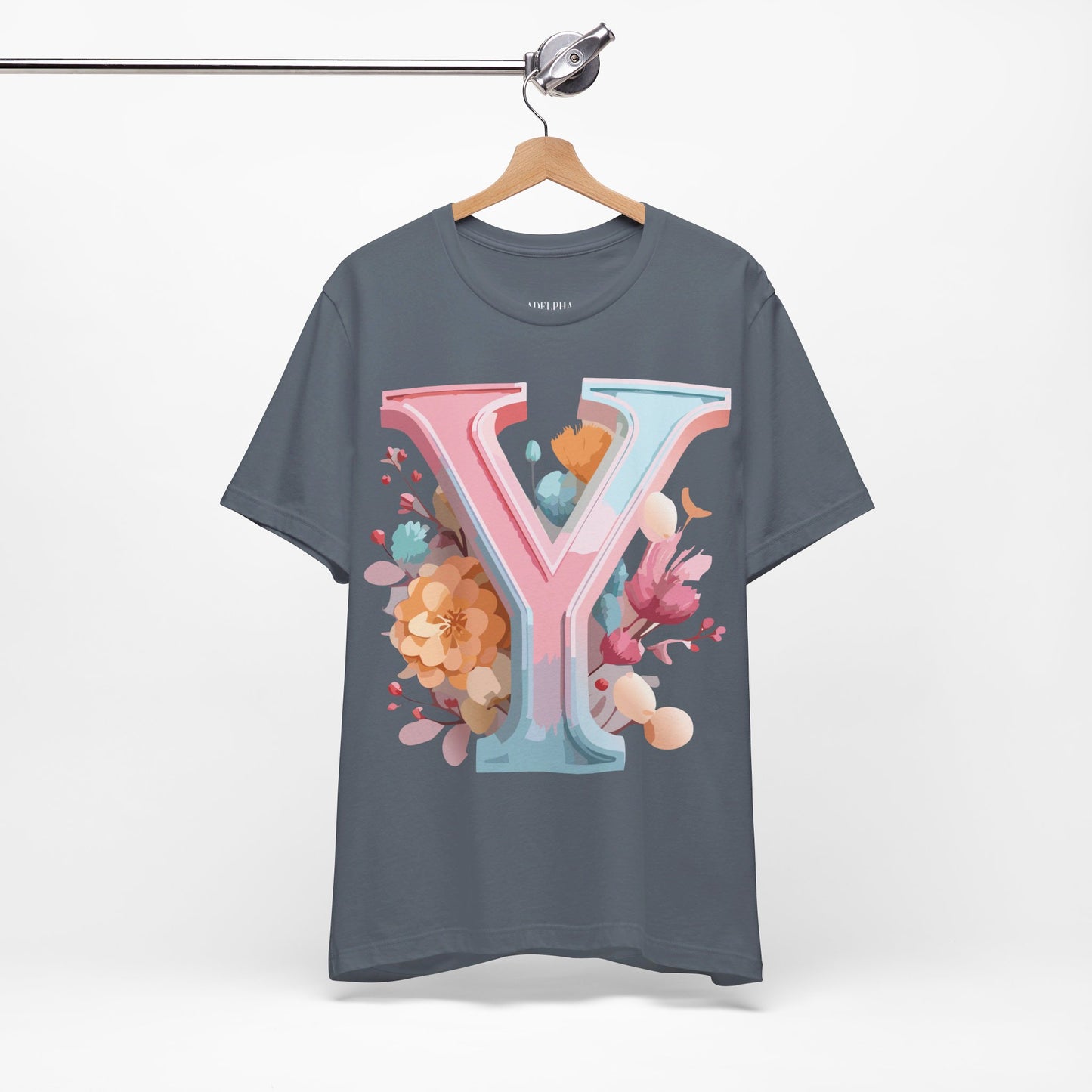 Natural Cotton Tee Shirt - Letters Collection - Y Printify