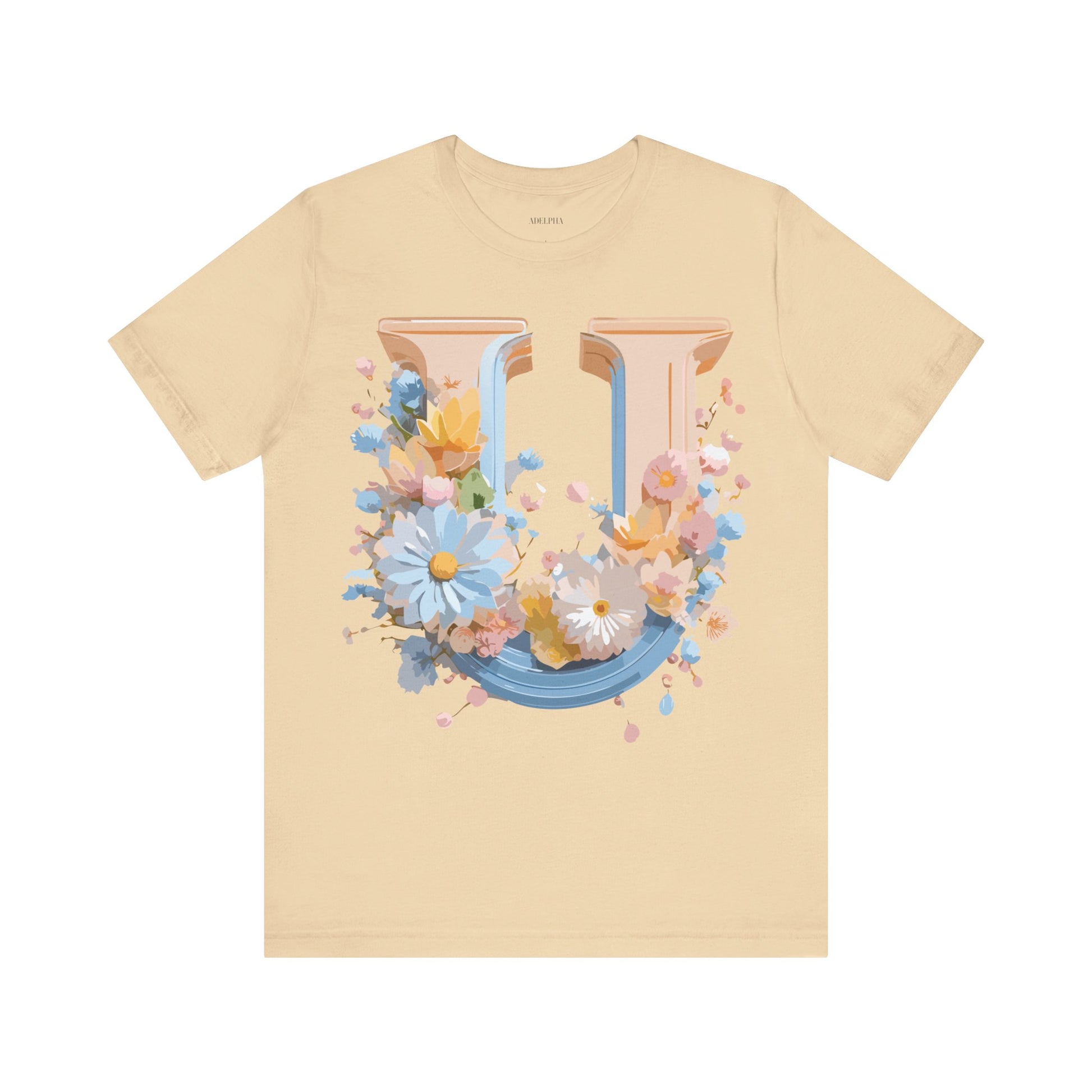 Natural Cotton Tee Shirt - Letters Collection - U Printify