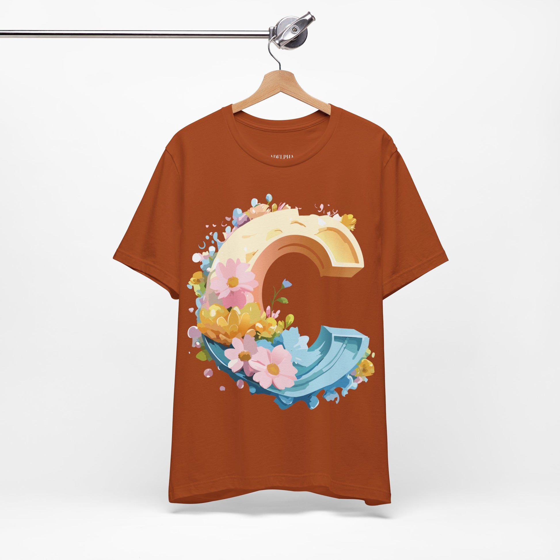 Natural Cotton Tee Shirt - Letters Collection - C Printify