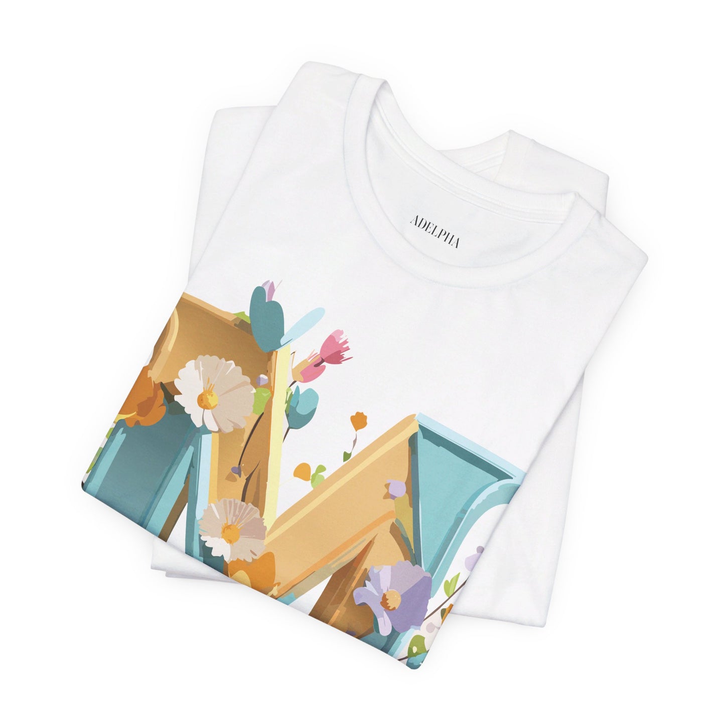 Natural Cotton Tee Shirt - Letters Collection - M Printify