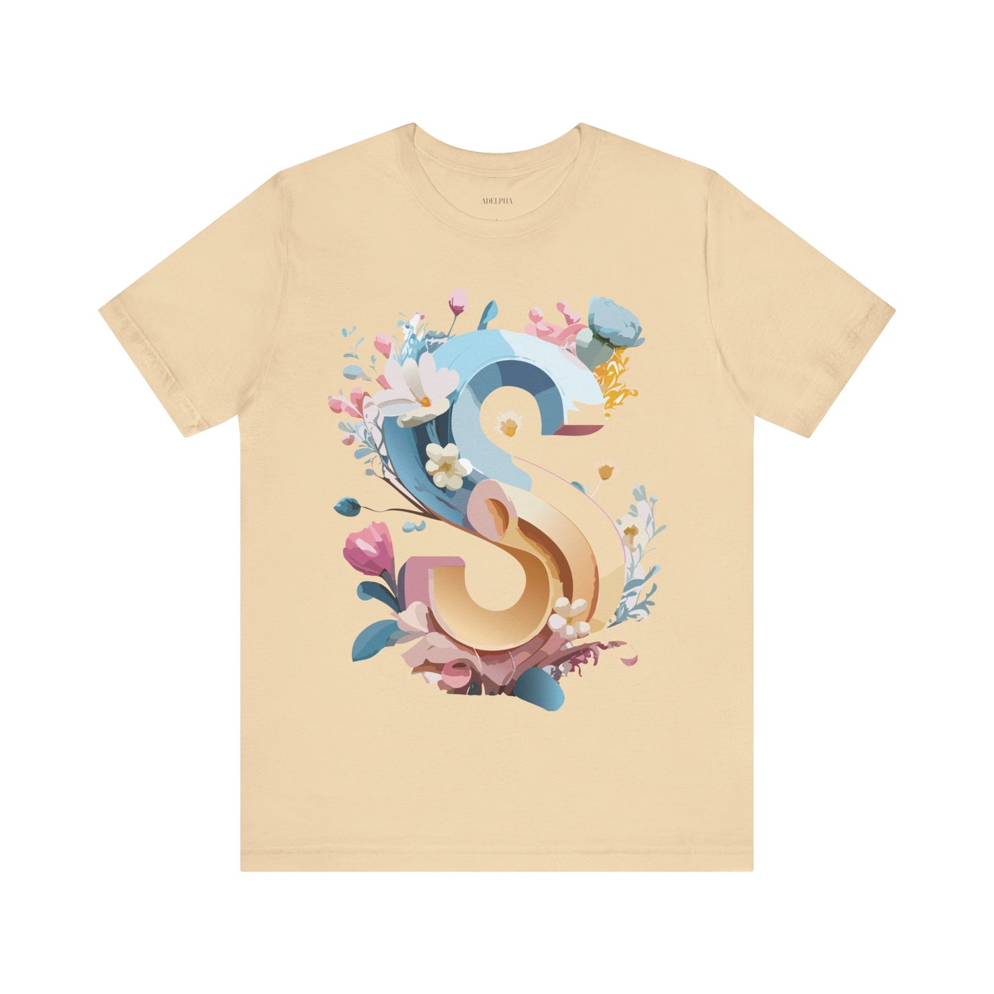 Natural Cotton Tee Shirt - Letters Collection - S Printify
