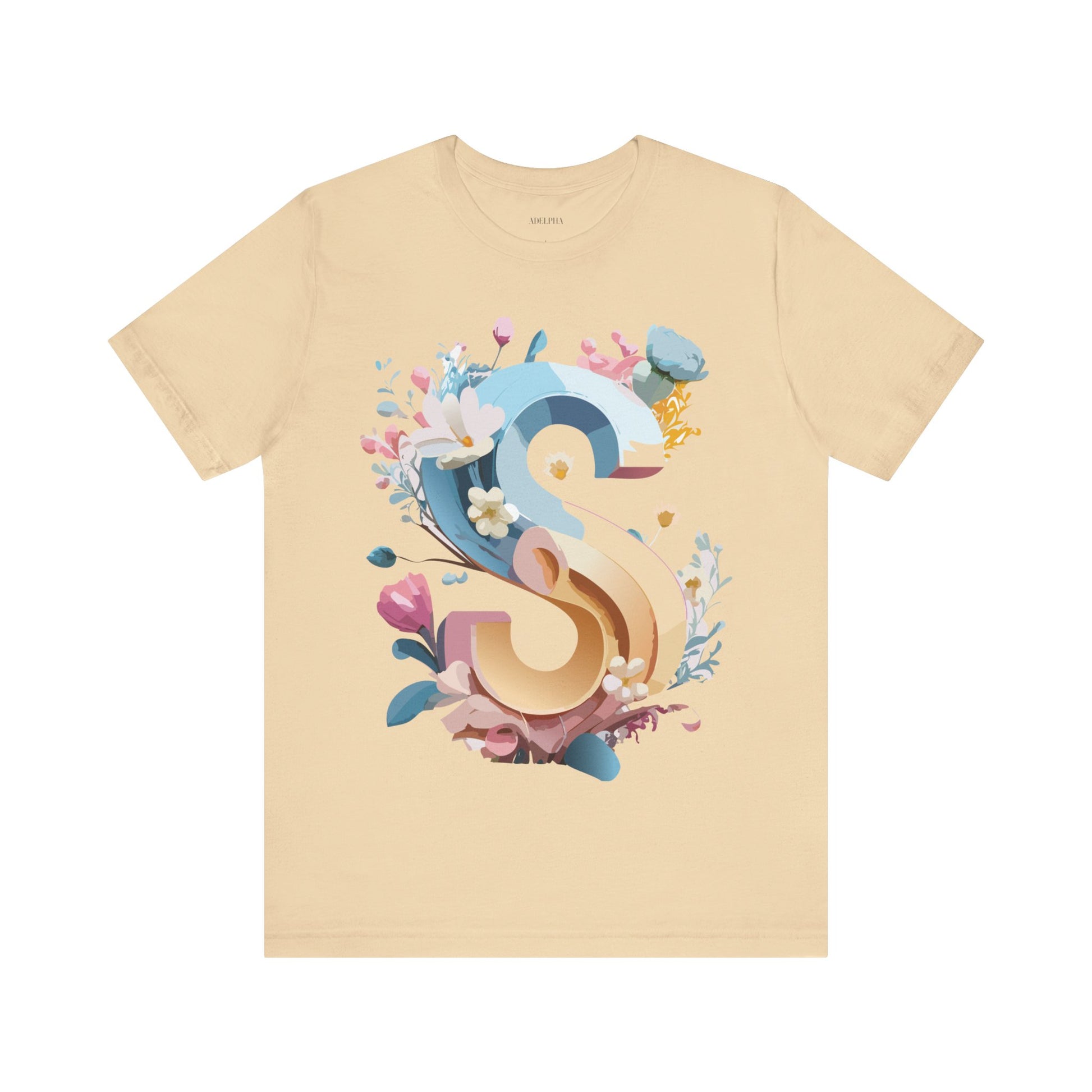 Natural Cotton Tee Shirt - Letters Collection - S Printify