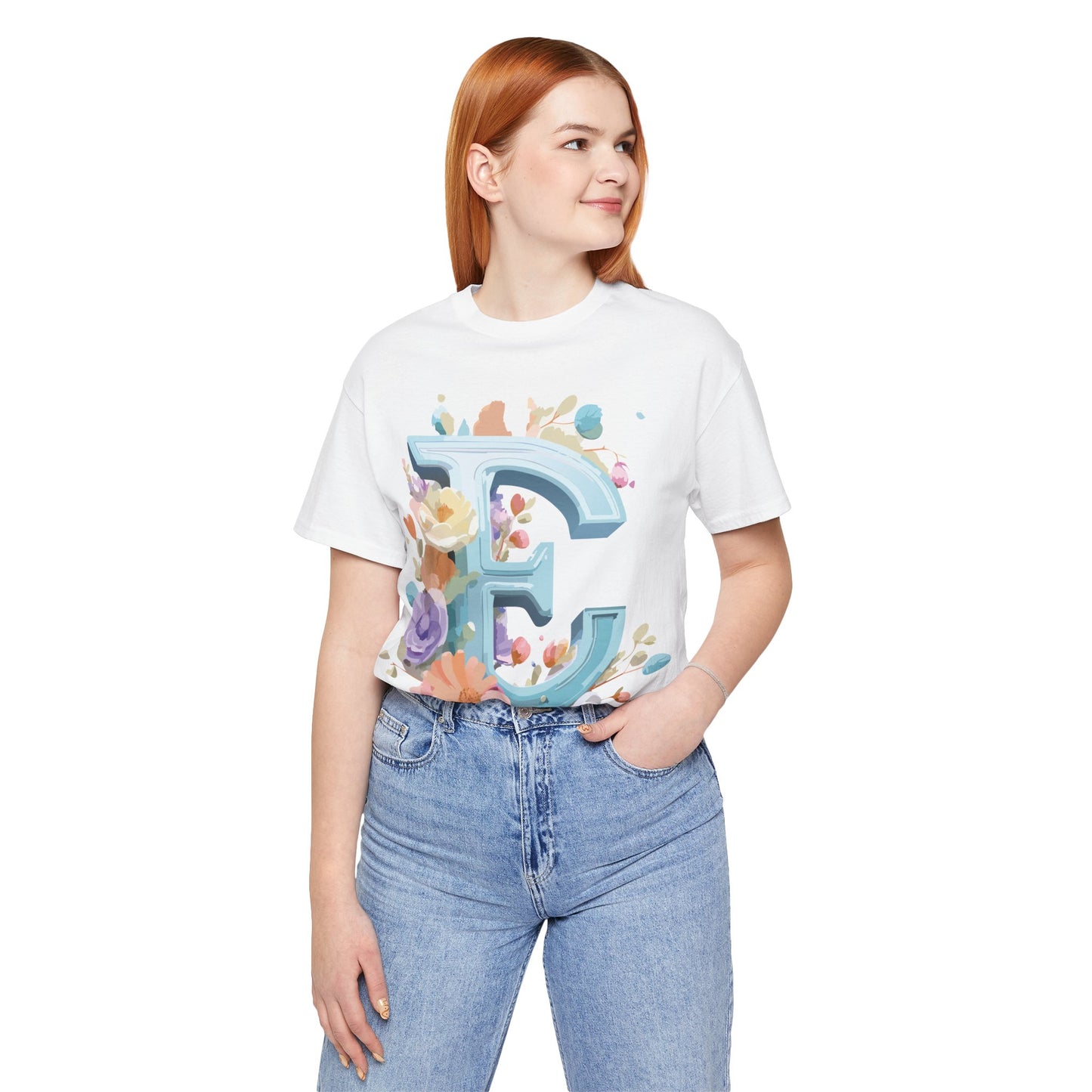 Natural Cotton Tee Shirt - Letters Collection - E Printify