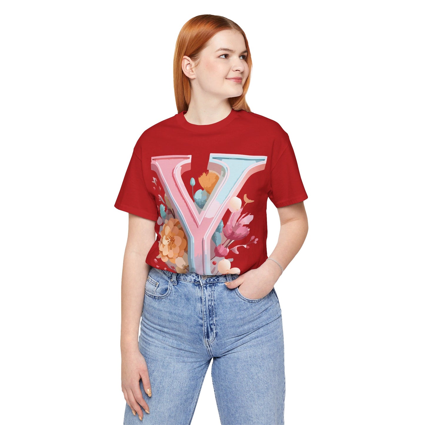 Natural Cotton Tee Shirt - Letters Collection - Y Printify