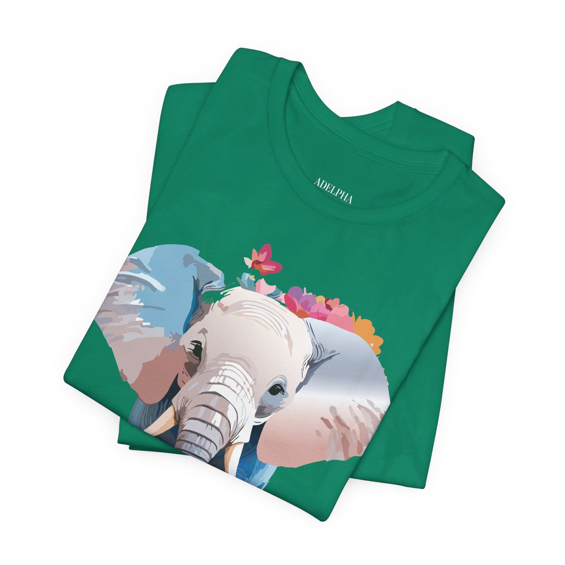 Natural Cotton Tee Shirt with Elephant Printify