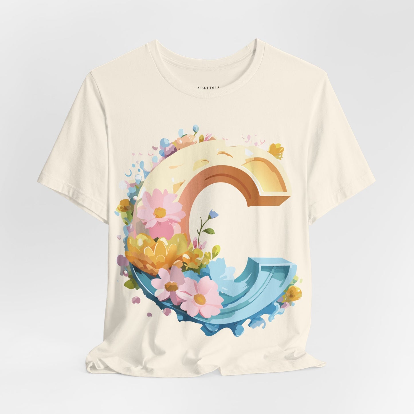 Natural Cotton Tee Shirt - Letters Collection - C Printify
