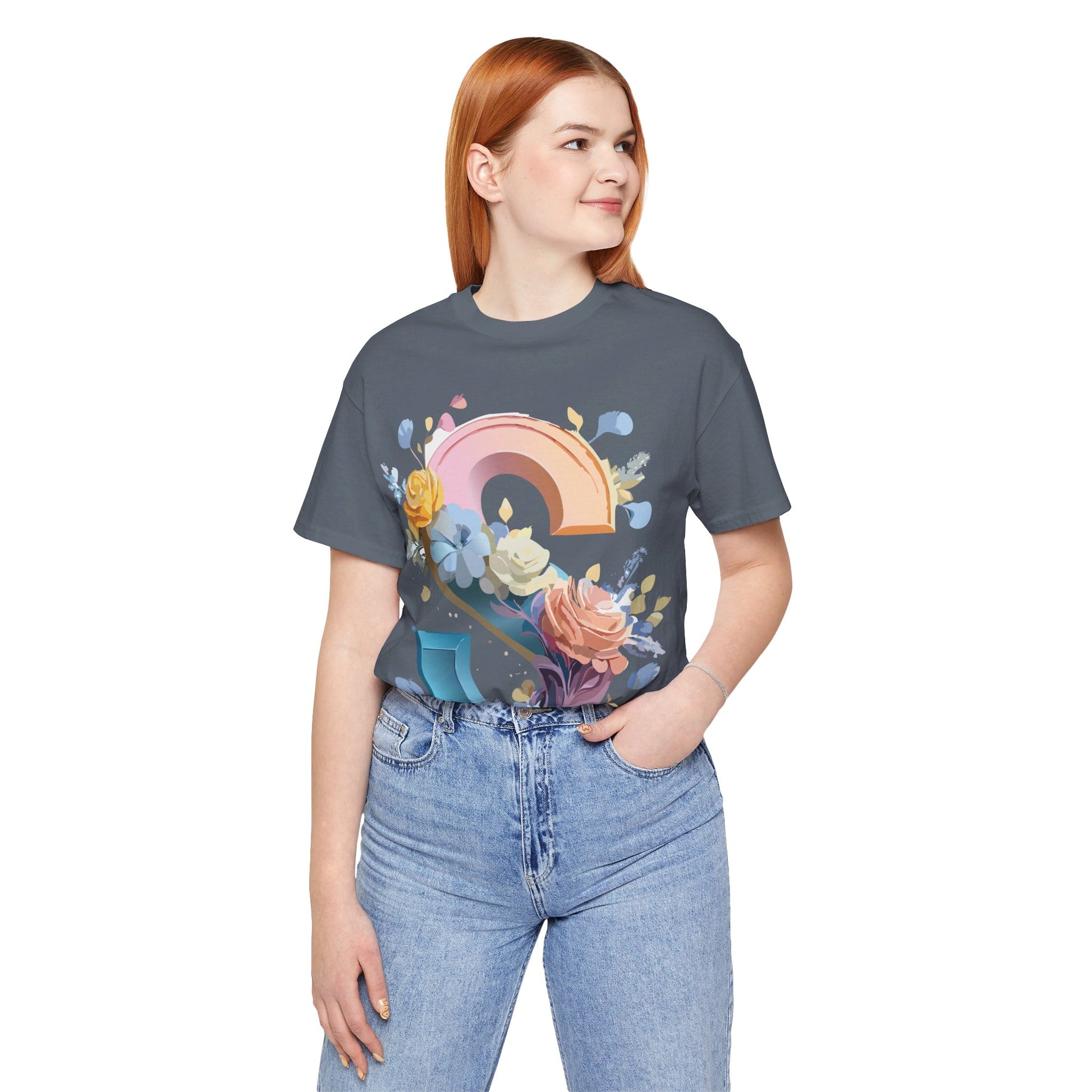 Natural Cotton Tee Shirt - Letters Collection - S Printify