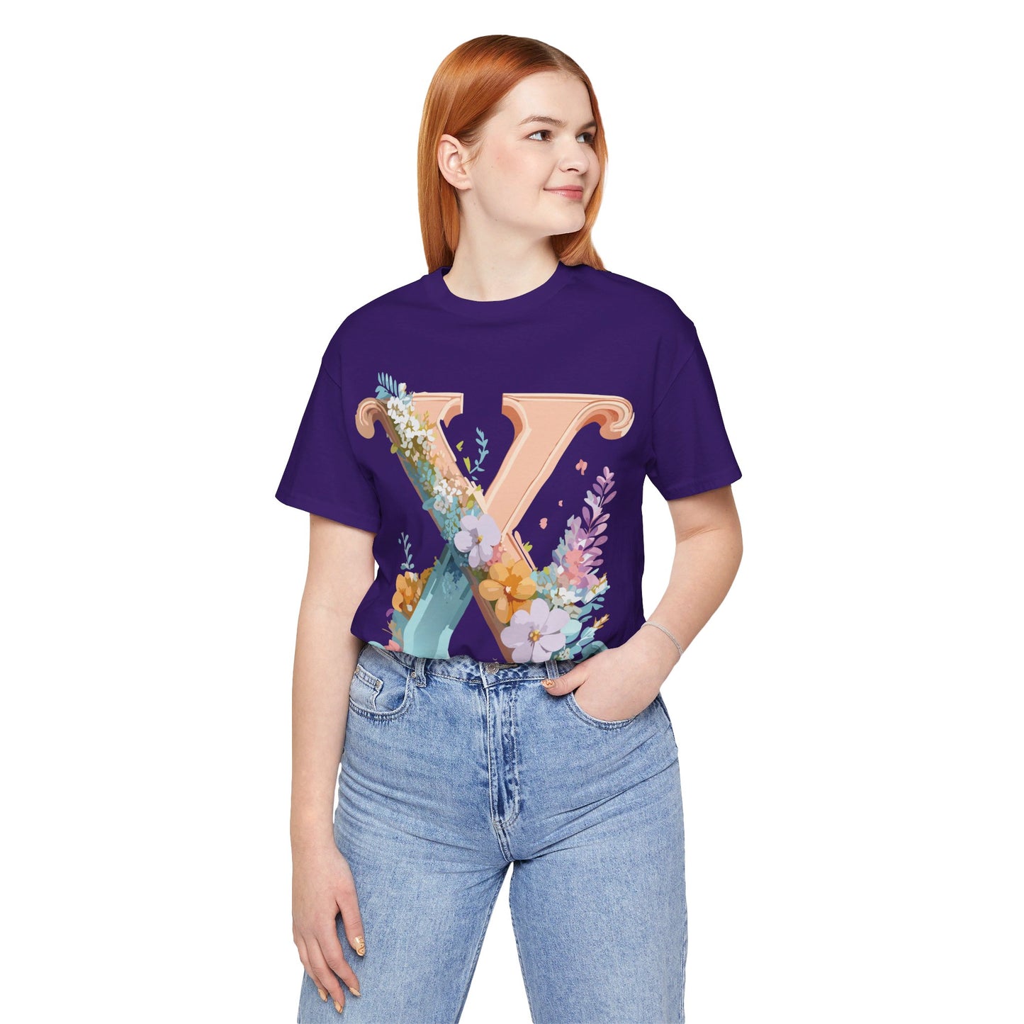 Natural Cotton Tee Shirt - Letters Collection - X Printify