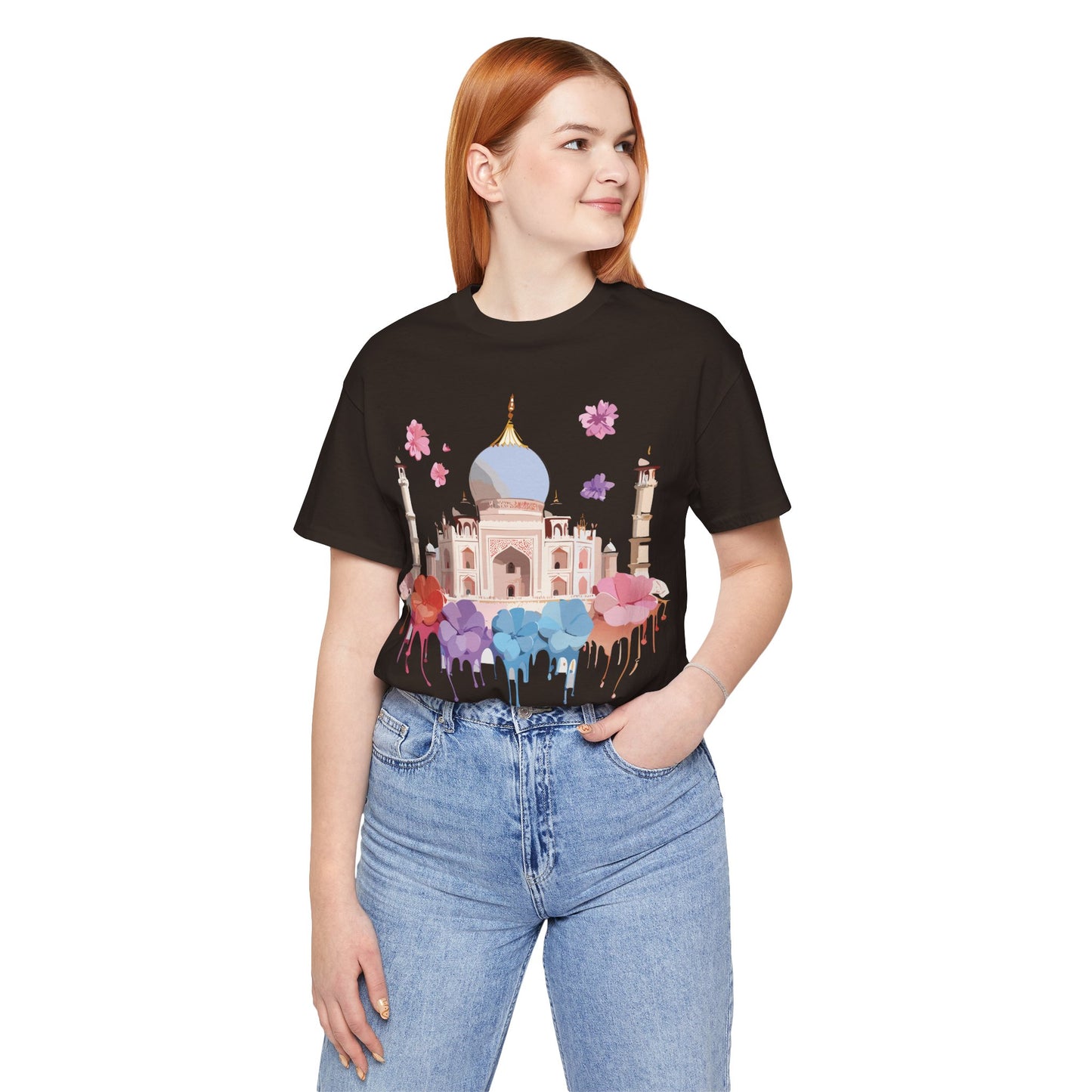 Natural Cotton Tee Shirt - Taj Mahal, India Printify