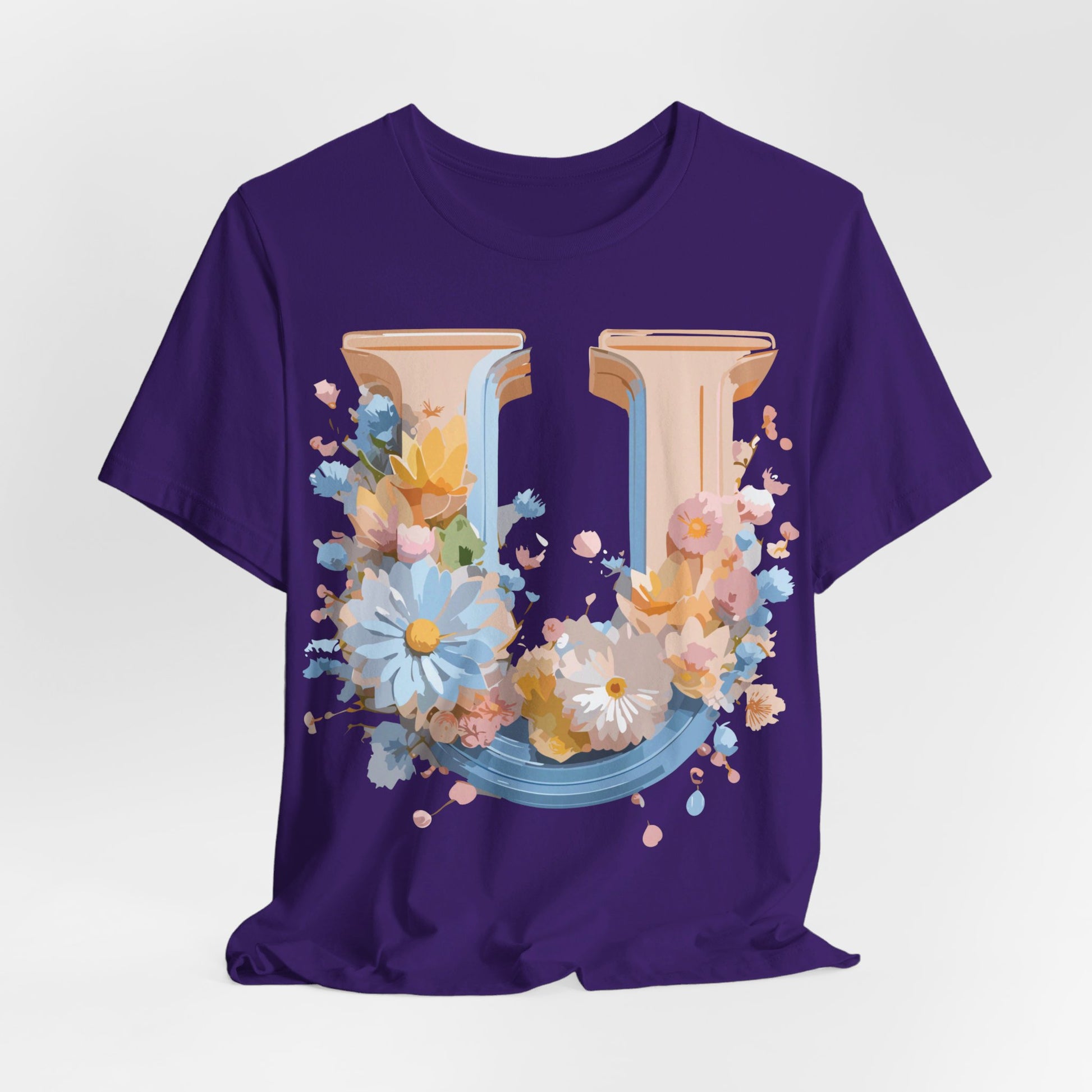 Natural Cotton Tee Shirt - Letters Collection - U Printify