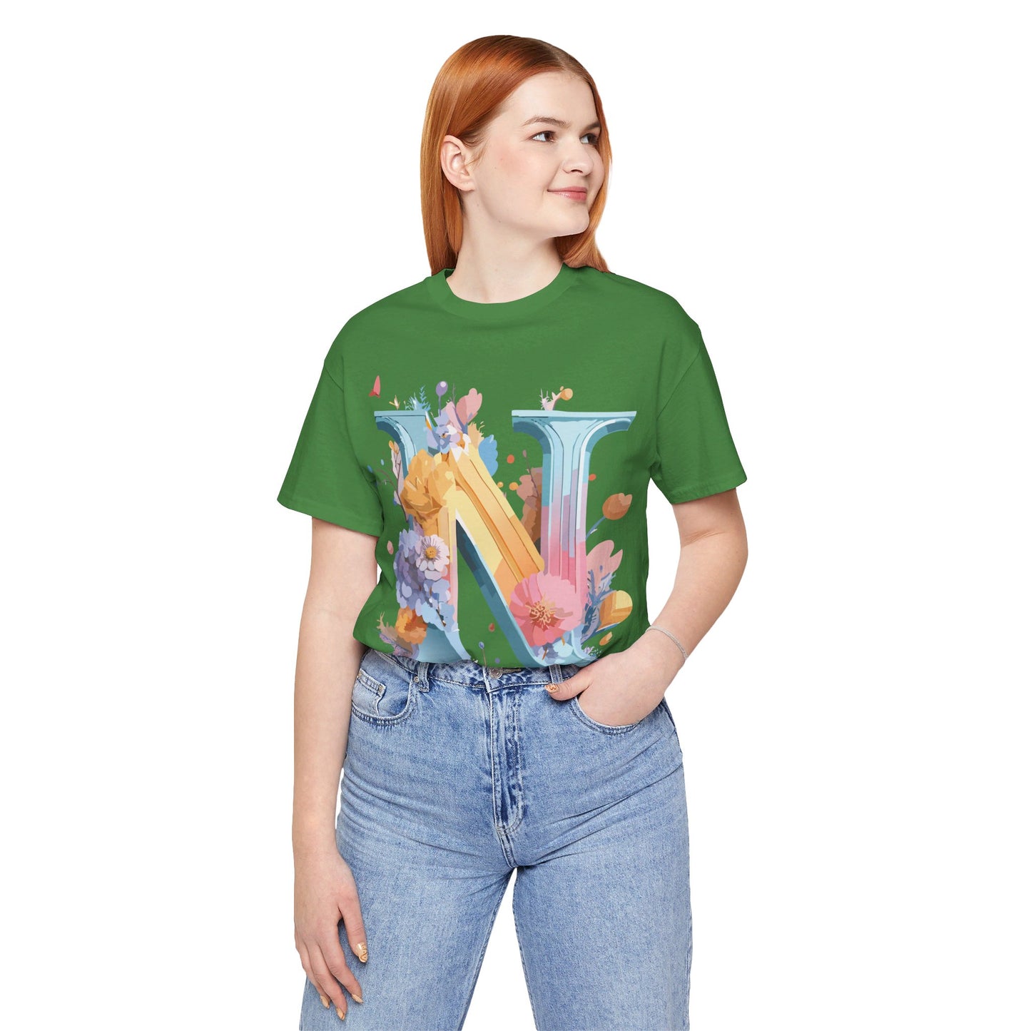 Natural Cotton Tee Shirt - Letters Collection - N Printify