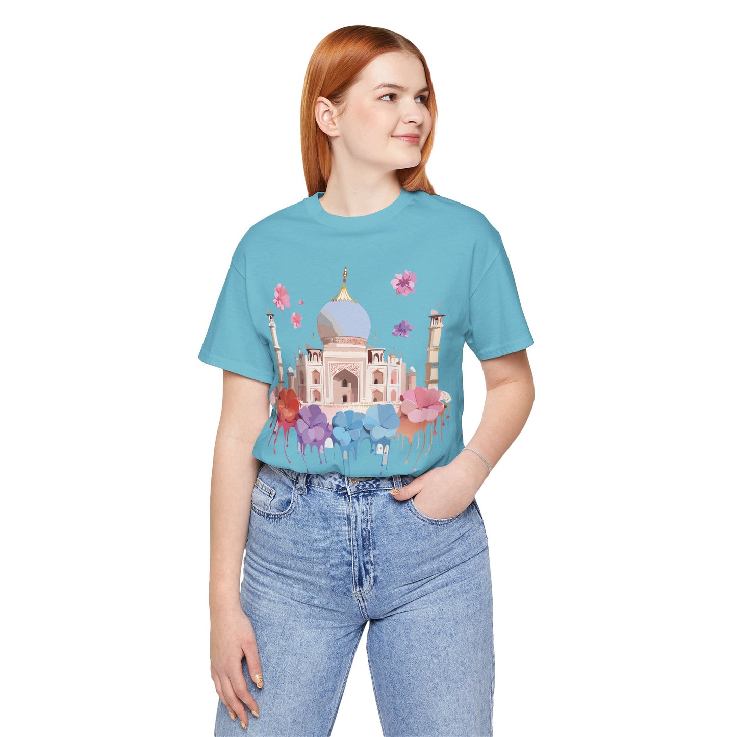 Natural Cotton Tee Shirt - Taj Mahal, India Printify