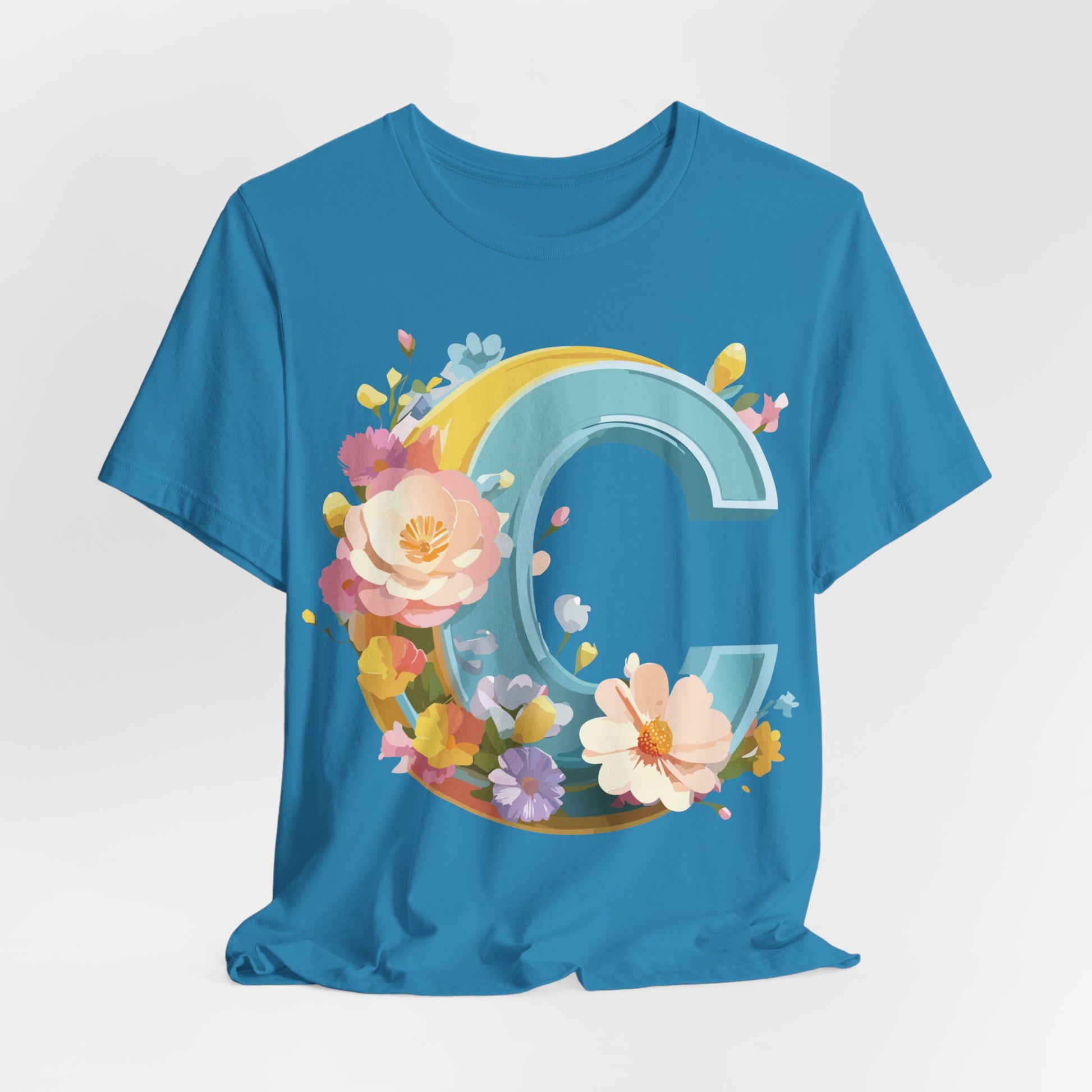 Natural Cotton Tee Shirt - Letters Collection - C Printify