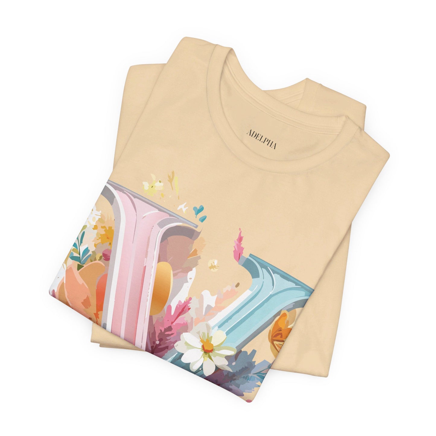 Natural Cotton Tee Shirt - Letters Collection - V Printify