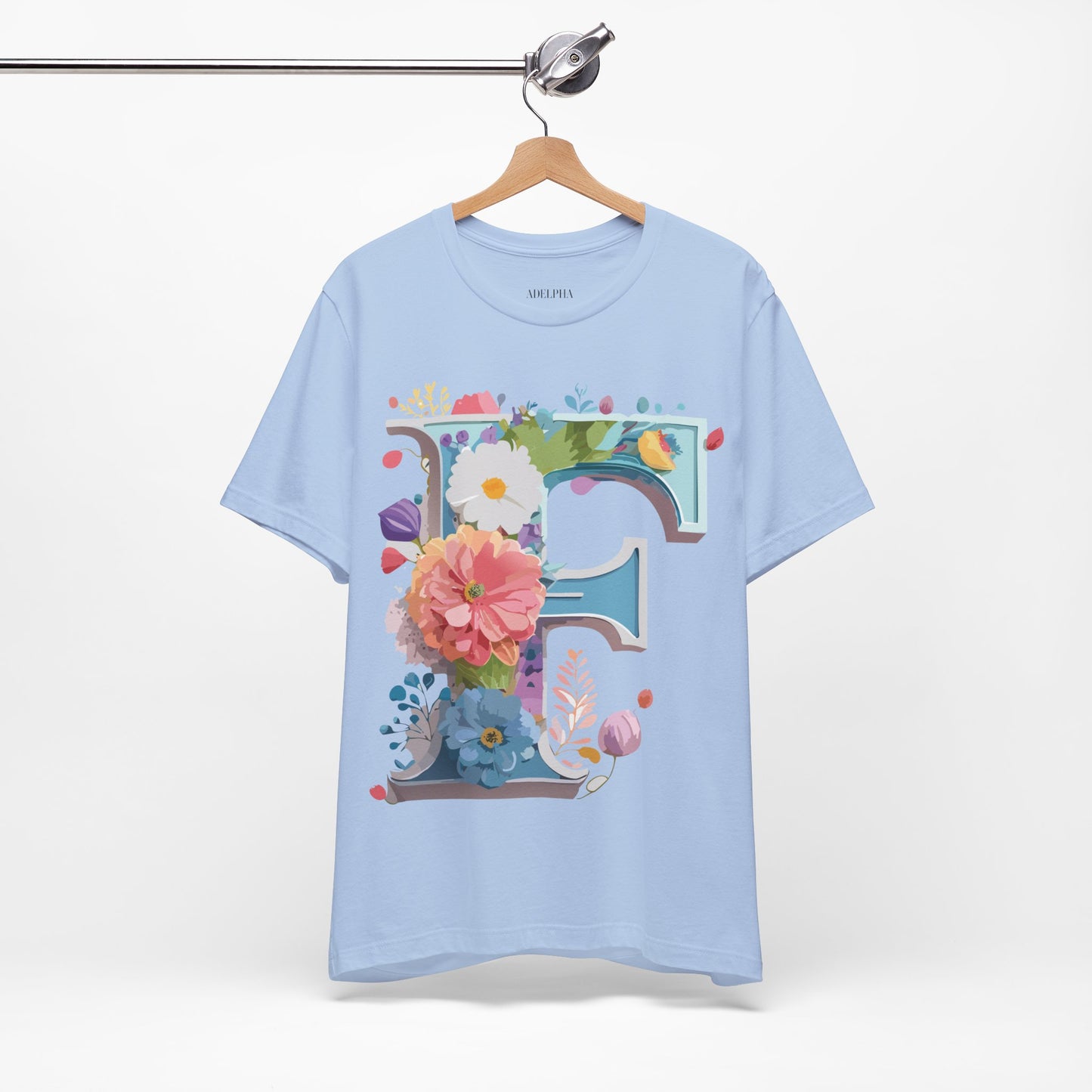 Natural Cotton Tee Shirt - Letters Collection - F Printify