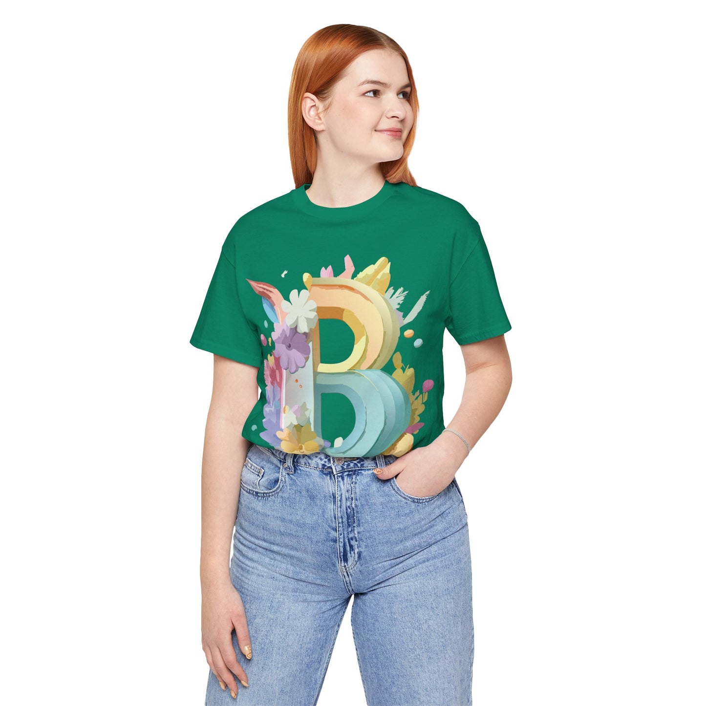 Natural Cotton Tee Shirt - Letters Collection - B Printify